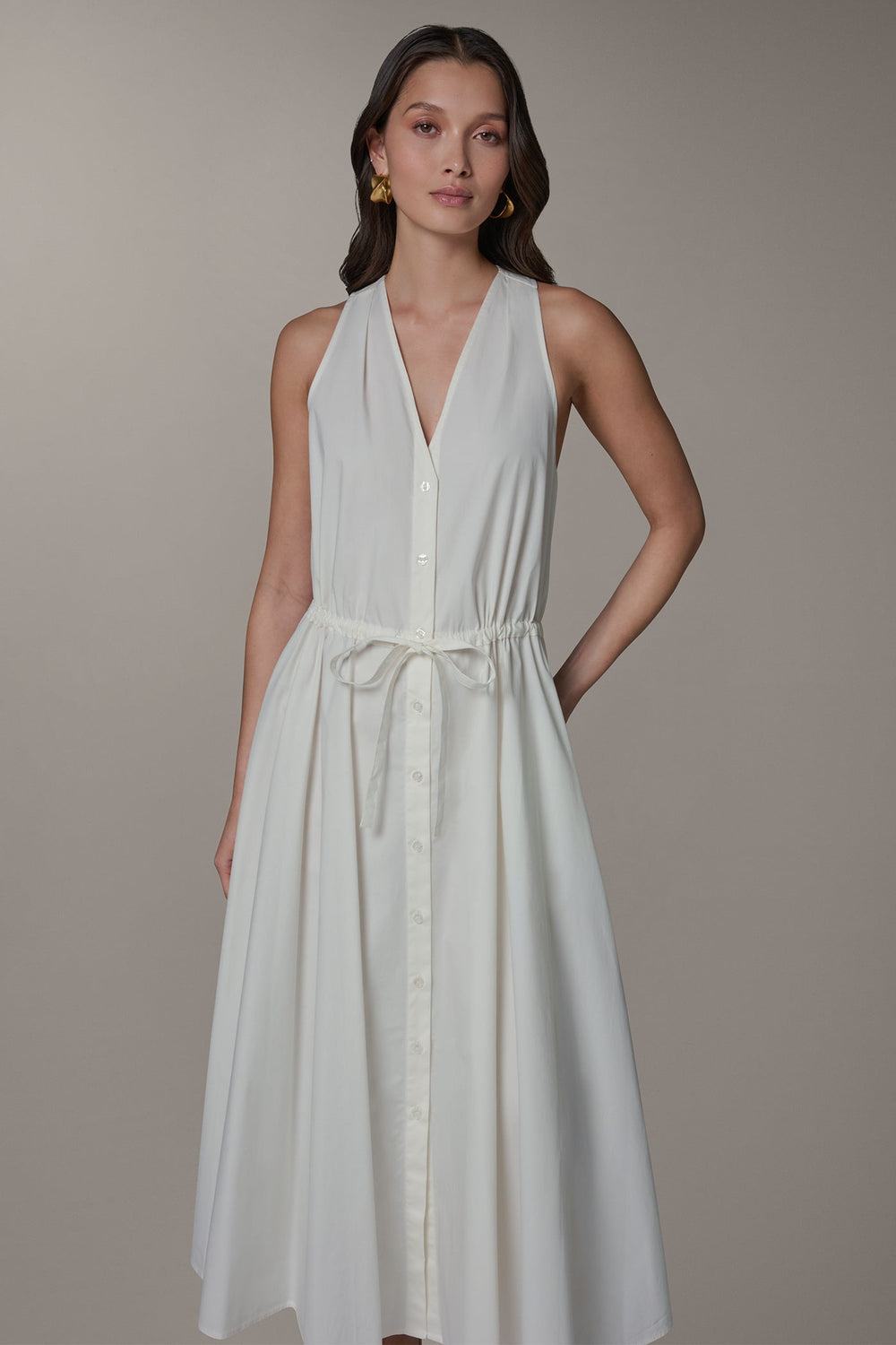 Donna Karan | SLEEVELESS MIDI HALTER DRESS