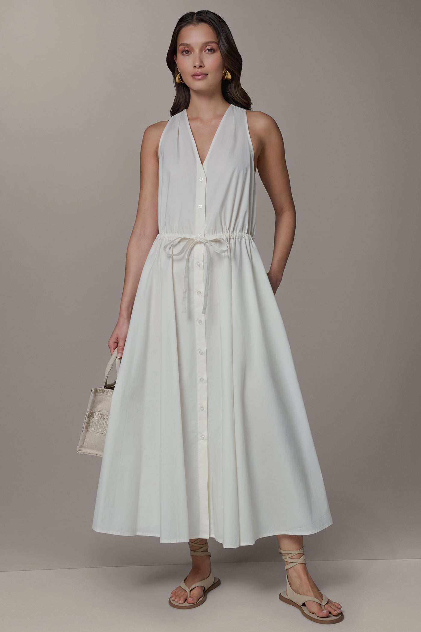 Donna Karan | SLEEVELESS MIDI HALTER DRESS