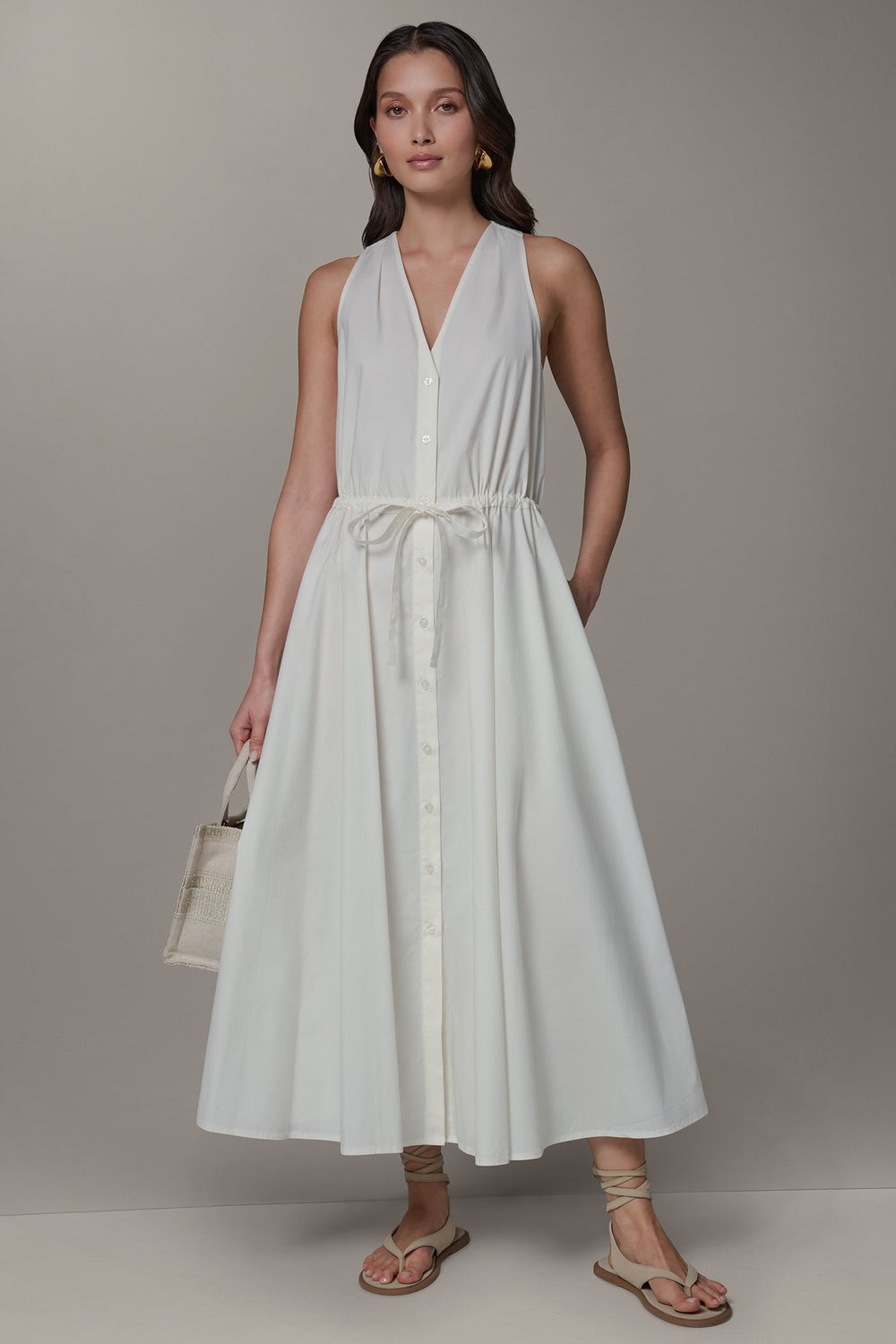 Donna Karan | SLEEVELESS MIDI HALTER DRESS