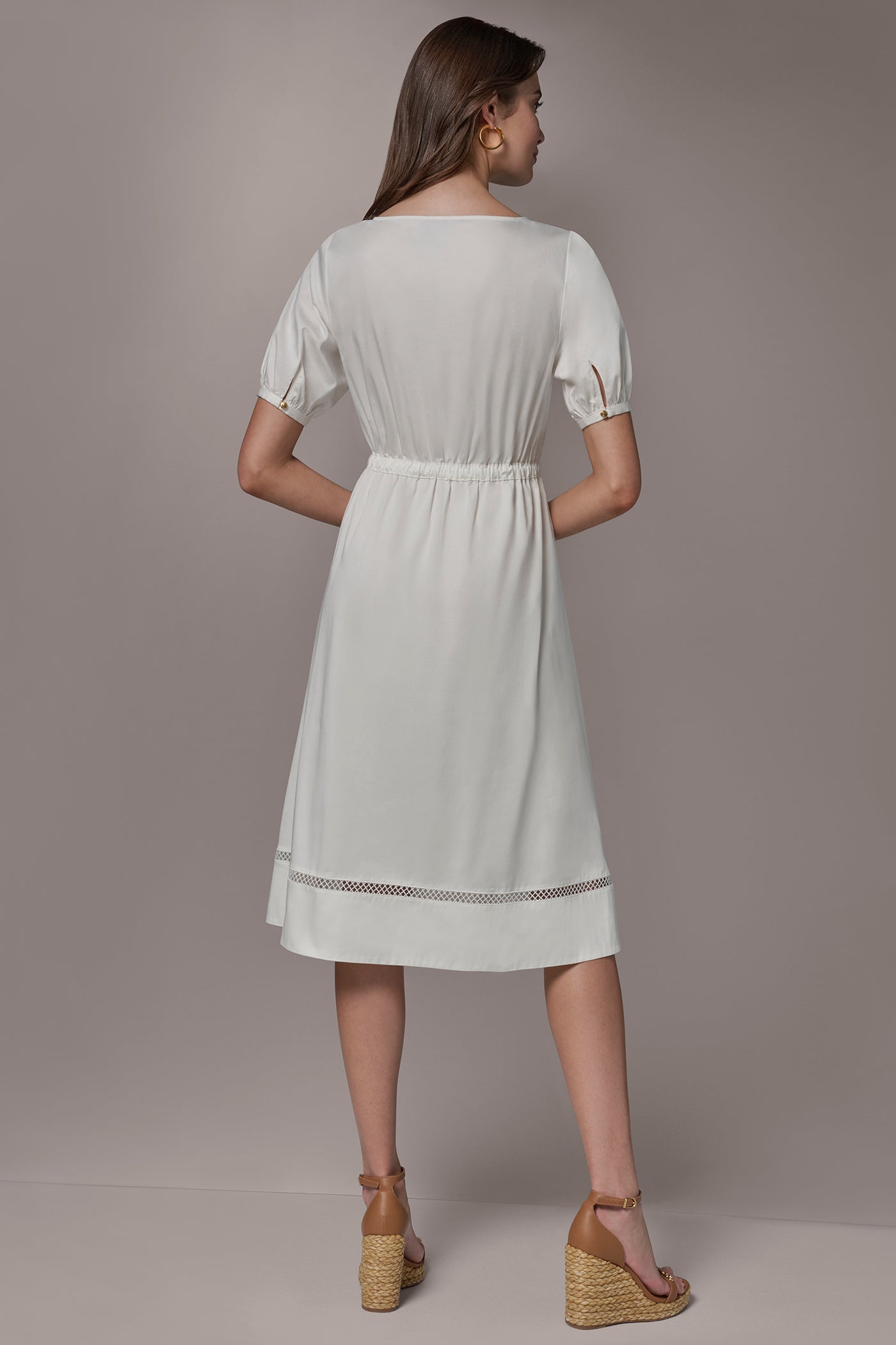 Donna Karan | COTTON-SATEEN LATTICE MIDI A-LINE DRESS