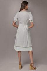 Donna Karan | COTTON-SATEEN LATTICE MIDI A-LINE DRESS