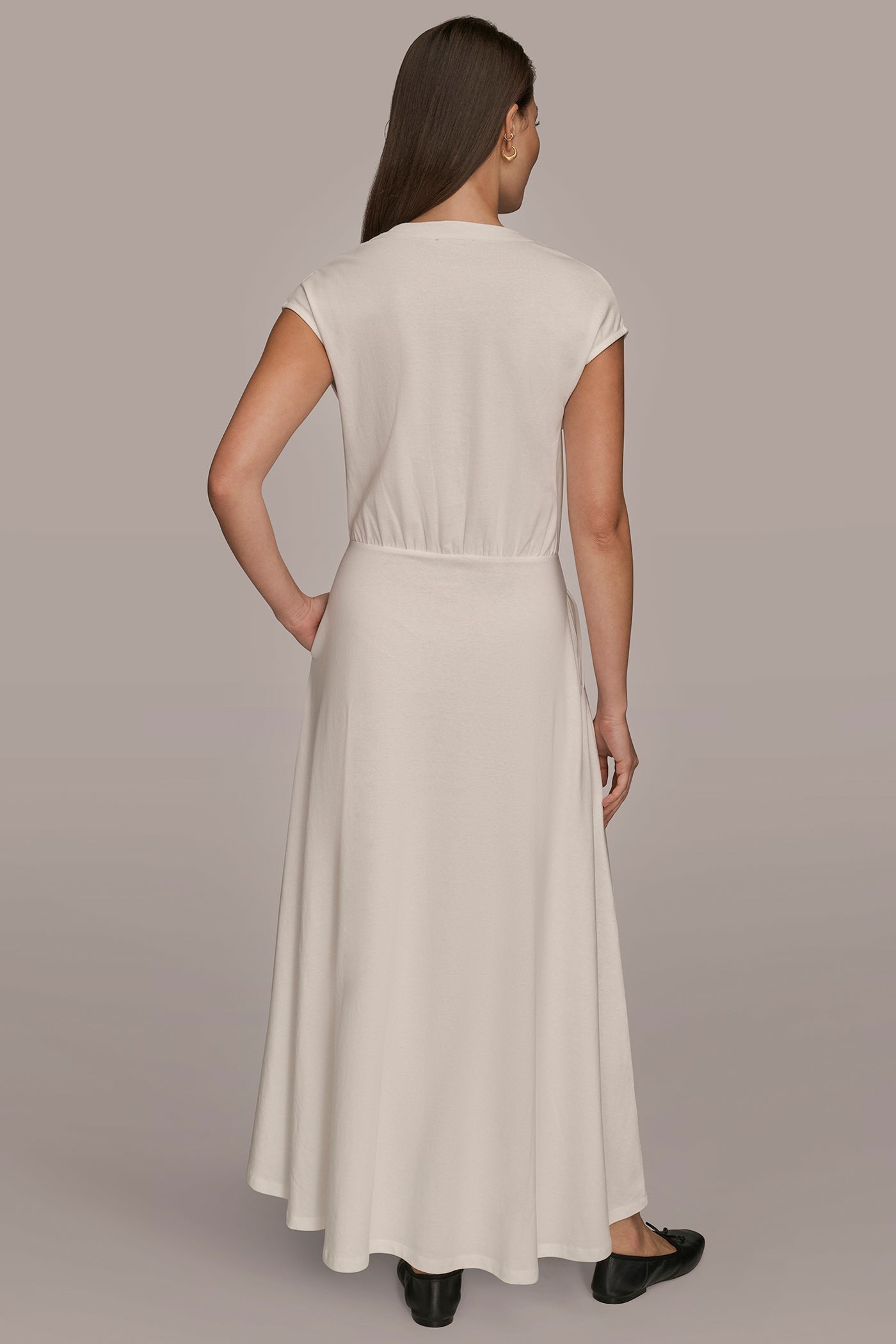 Donna Karan | CAP SLEEVE CREW NECK DRESS