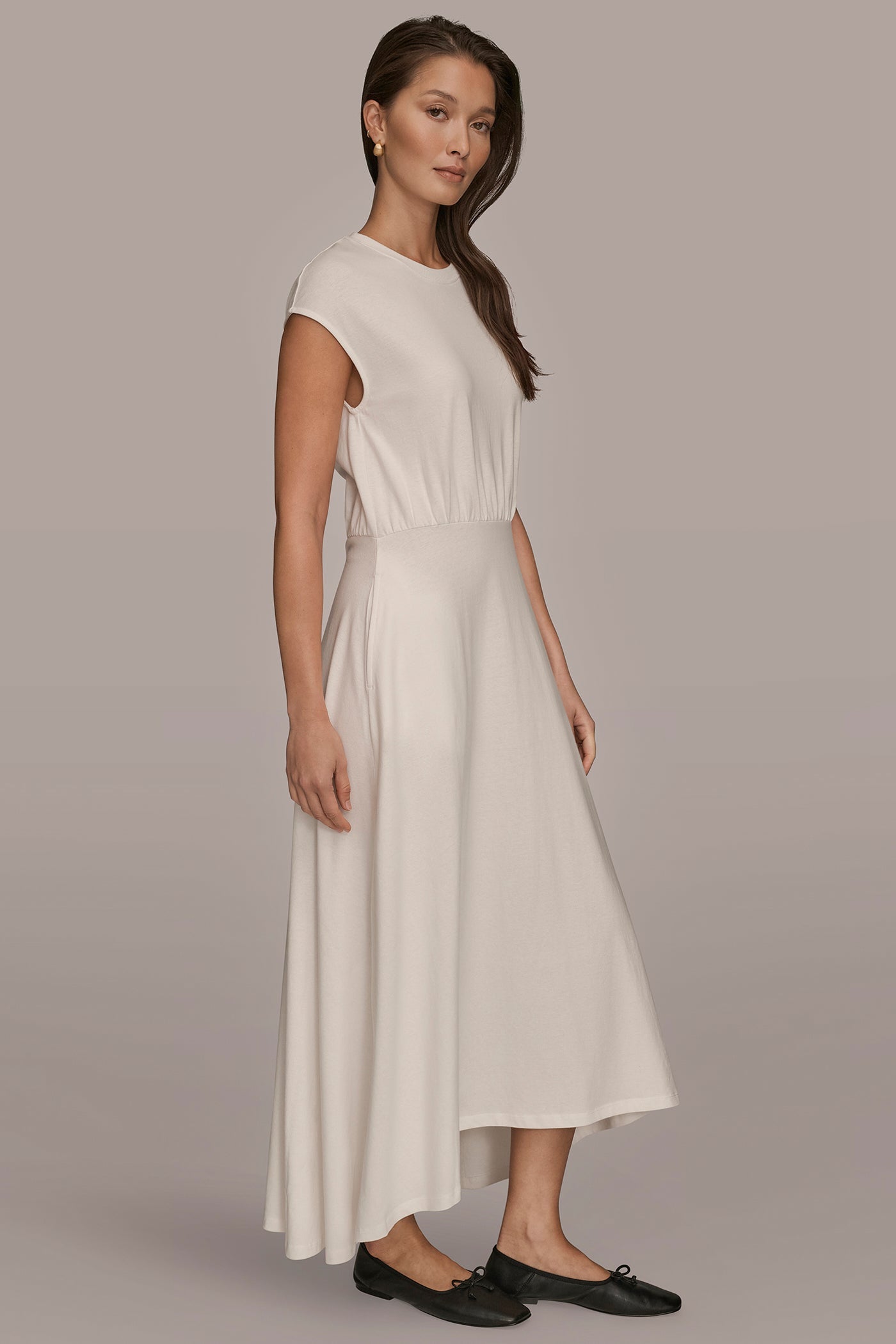 Donna Karan | CAP SLEEVE CREW NECK DRESS