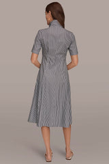 Donna Karan | COTTON-POPLIN STRIPED MIDI SHIRT DRESS