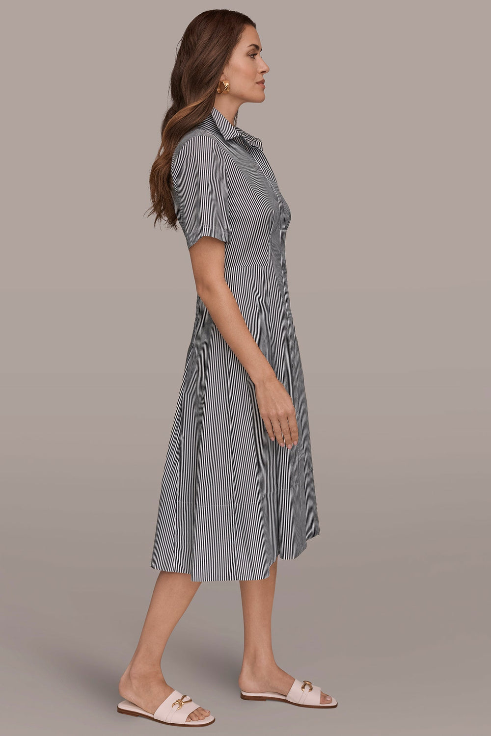 Donna Karan | COTTON-POPLIN STRIPED MIDI SHIRT DRESS