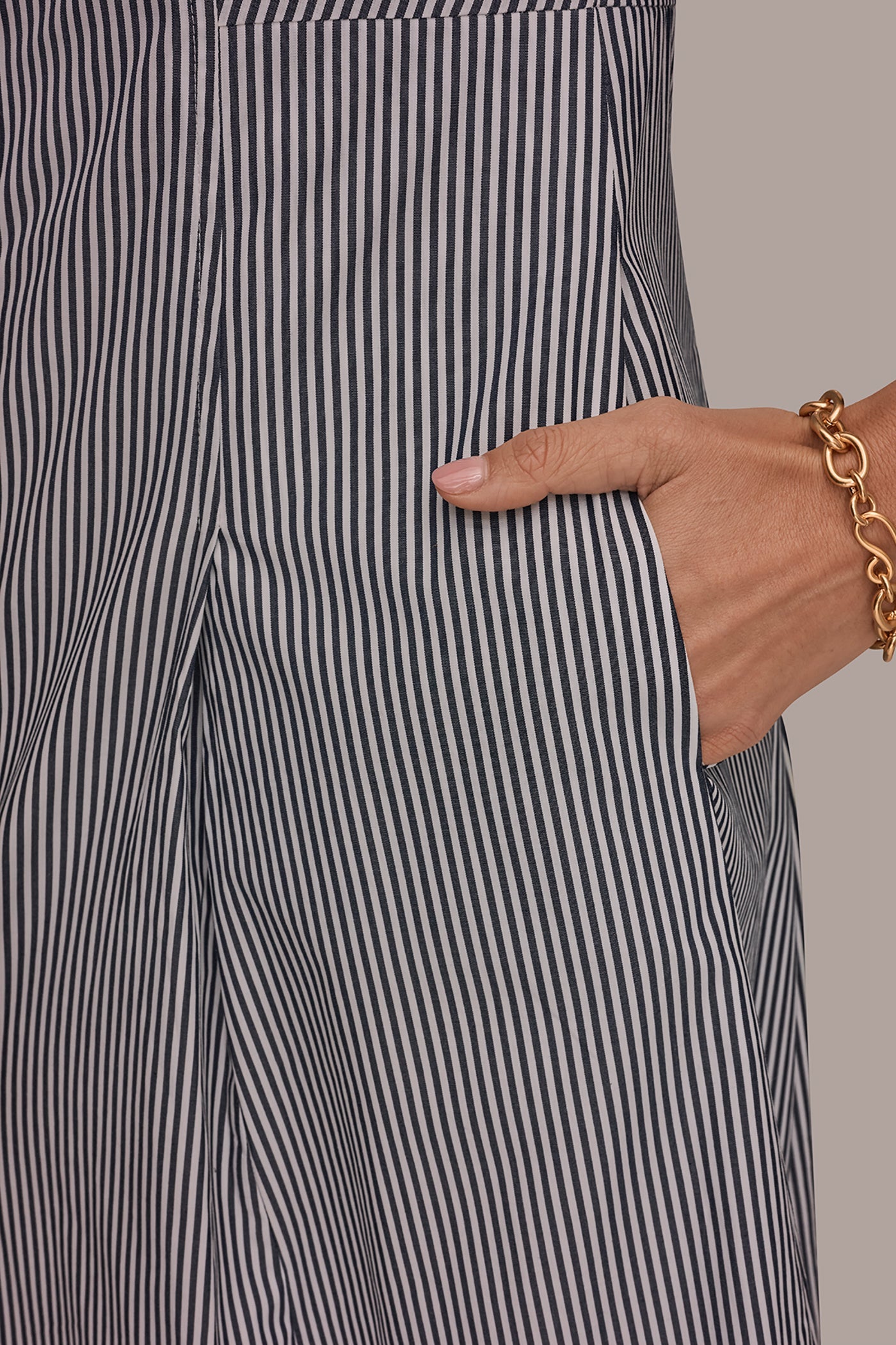 Donna Karan | COTTON-POPLIN STRIPED MIDI SHIRT DRESS