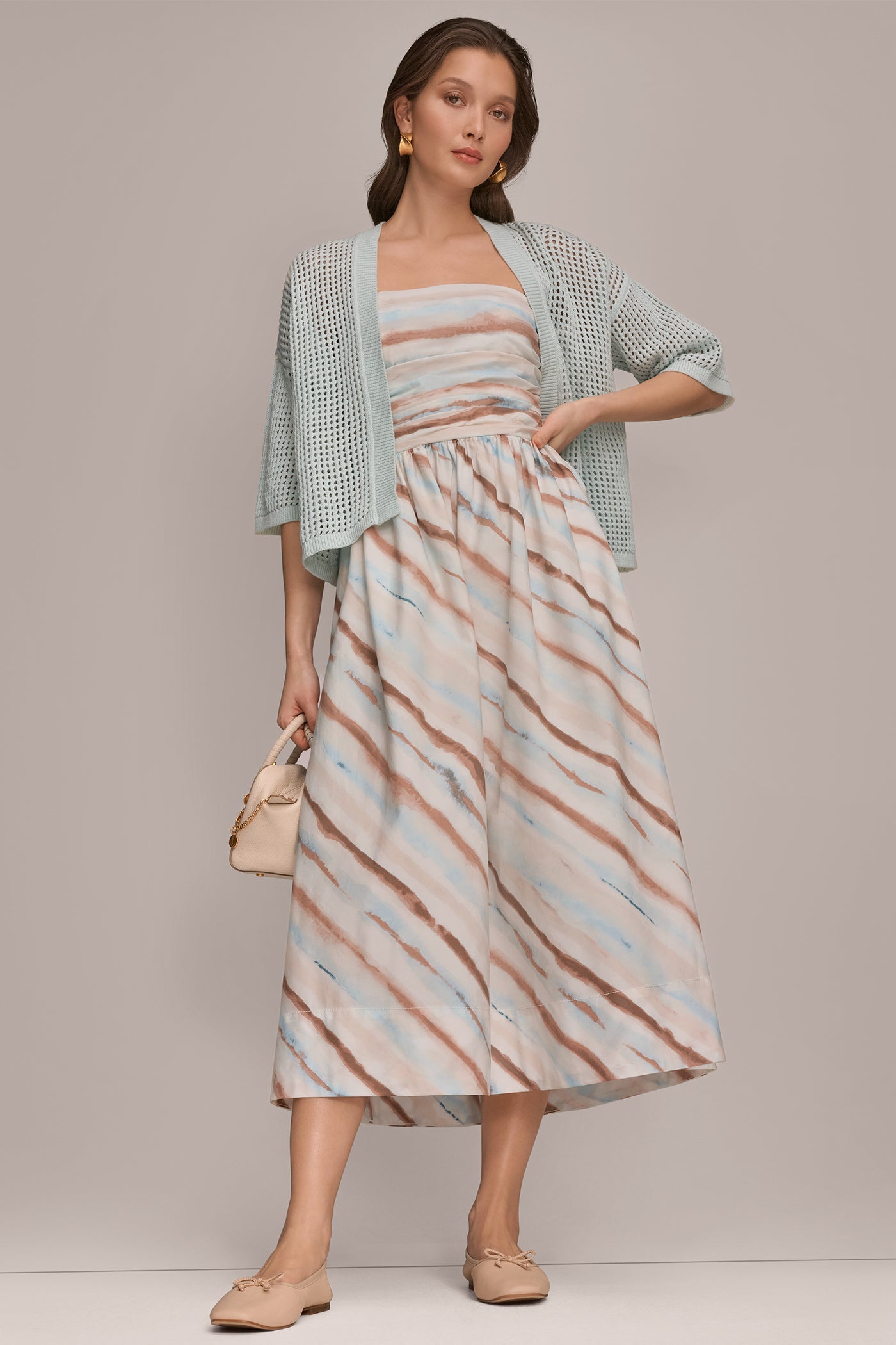 Donna Karan | STRAPLESS PRINTED MIDI DRESS