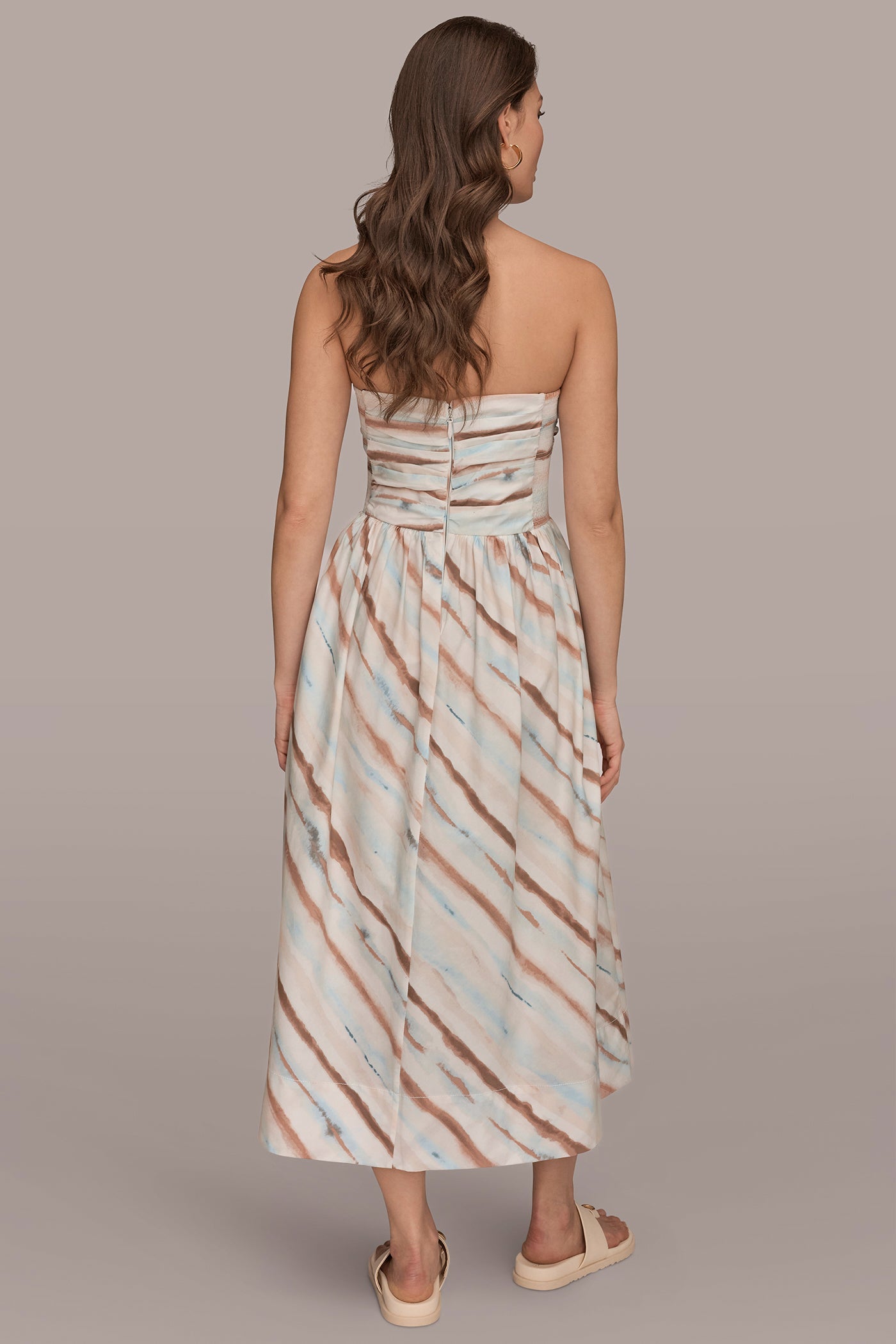 Donna Karan | STRAPLESS PRINTED MIDI DRESS