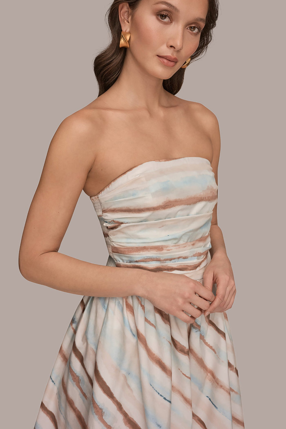 Donna Karan | STRAPLESS PRINTED MIDI DRESS