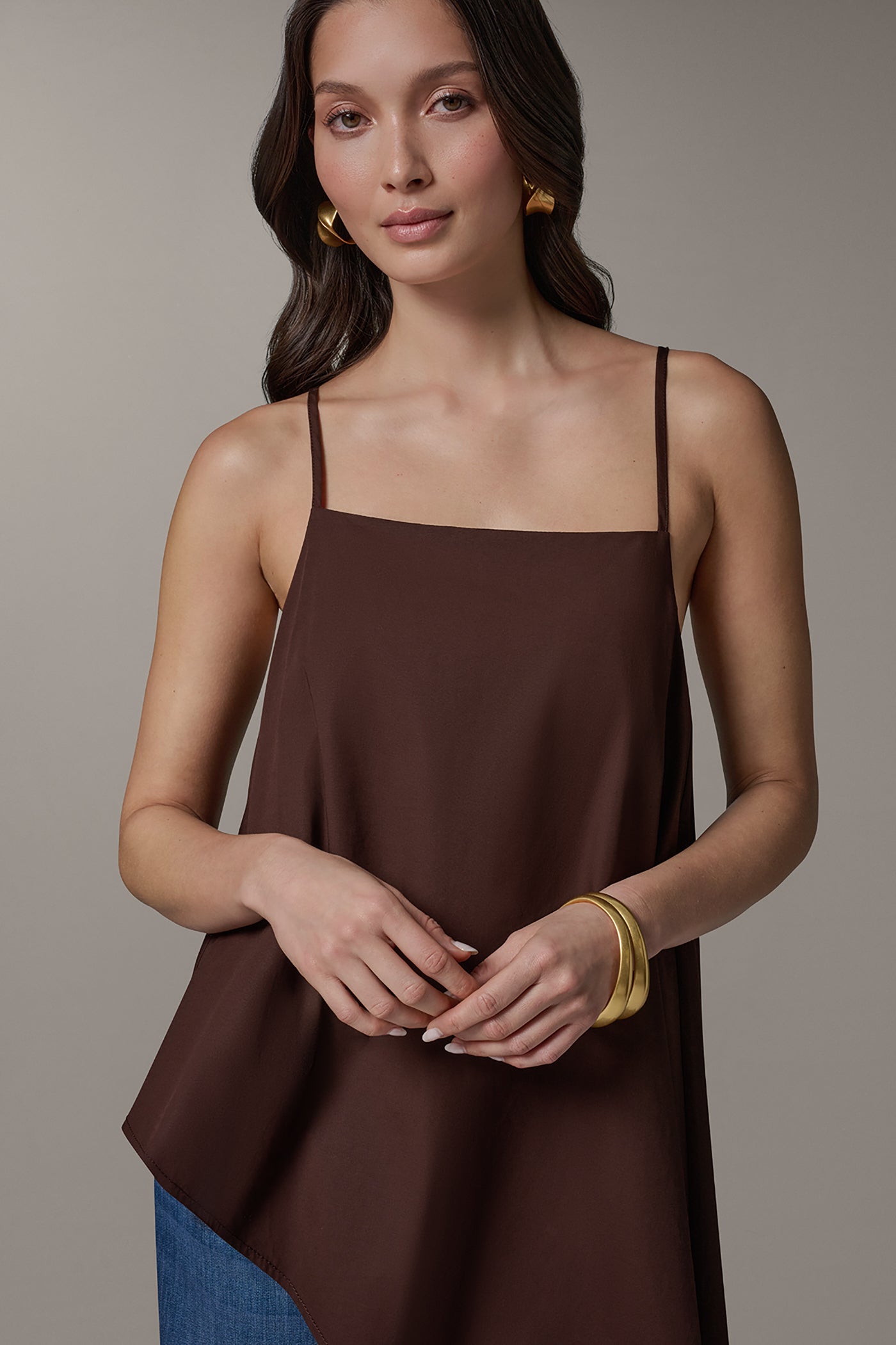 Donna Karan | SLEEVELESS ASYMMETRIC TIE BACK BLOUSE