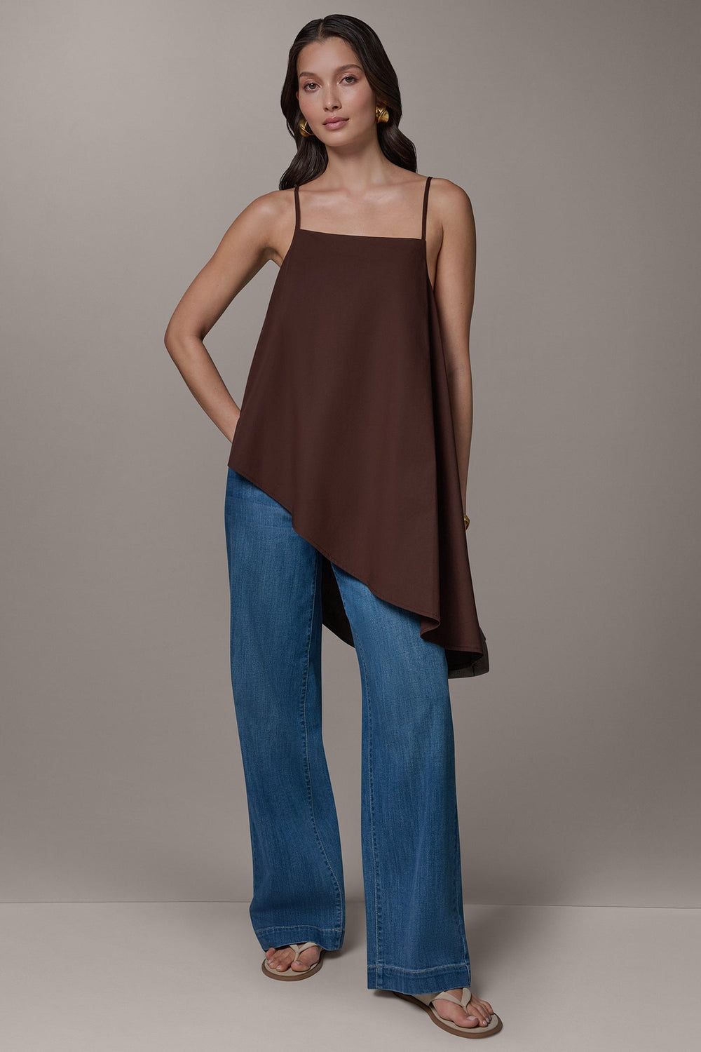 Donna Karan | SLEEVELESS ASYMMETRIC TIE BACK BLOUSE