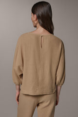 Donna Karan | 3/4 SLEEVE TWIST CUFF BLOUSE