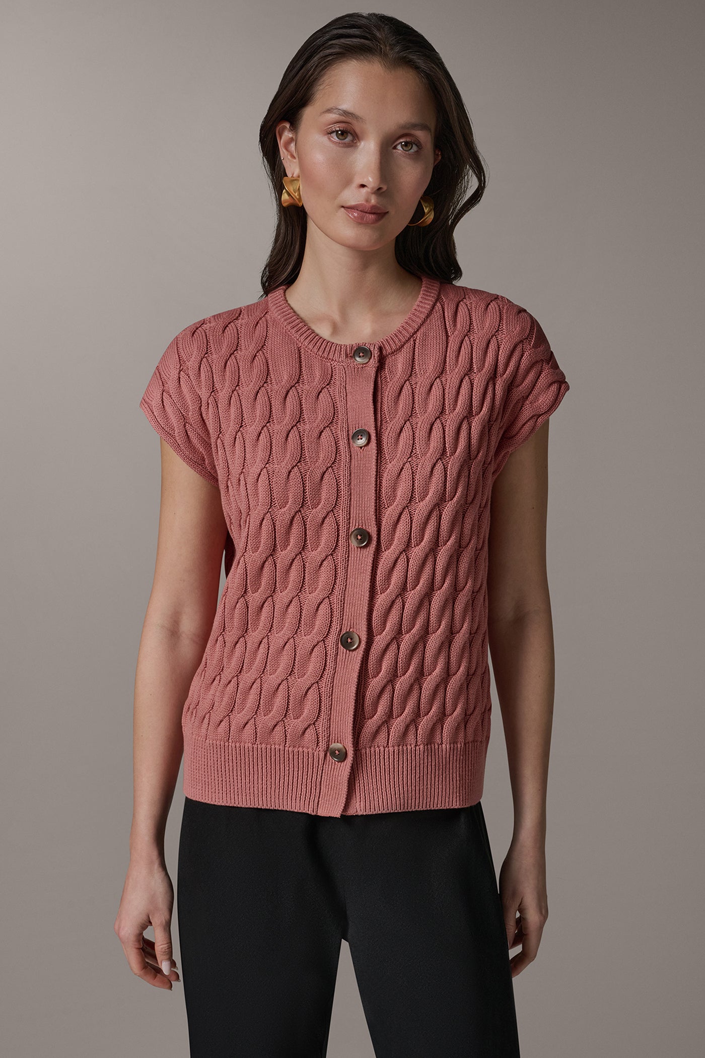 Donna Karan | SLEEVELESS CABLE KNIT VEST