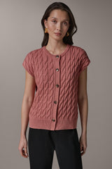 Donna Karan | SLEEVELESS CABLE KNIT VEST