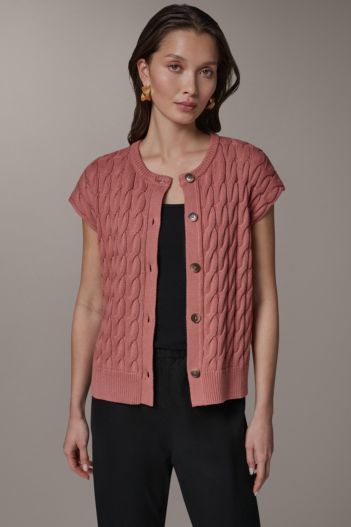 Donna Karan | SLEEVELESS CABLE KNIT VEST