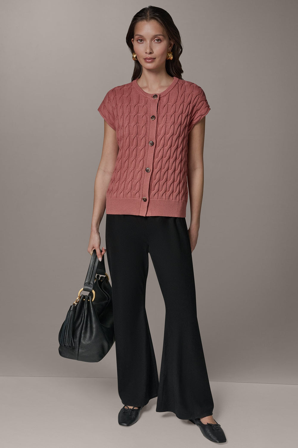 Donna Karan | SLEEVELESS CABLE KNIT VEST