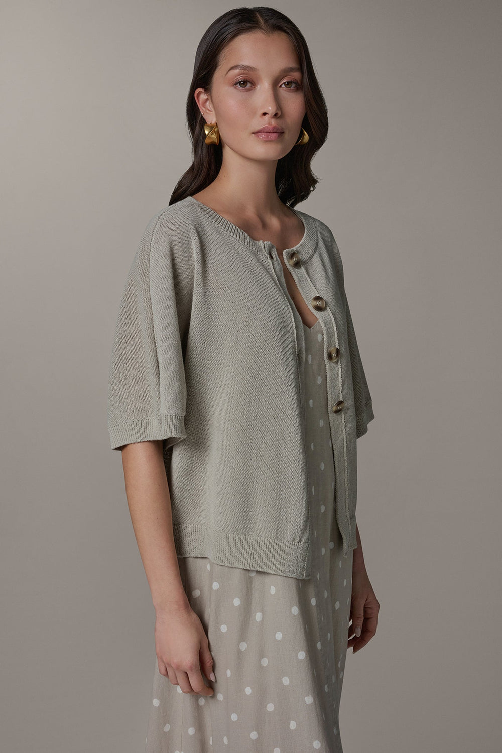 Donna Karan | SHORT SLEEVE EASY CARDIGAN