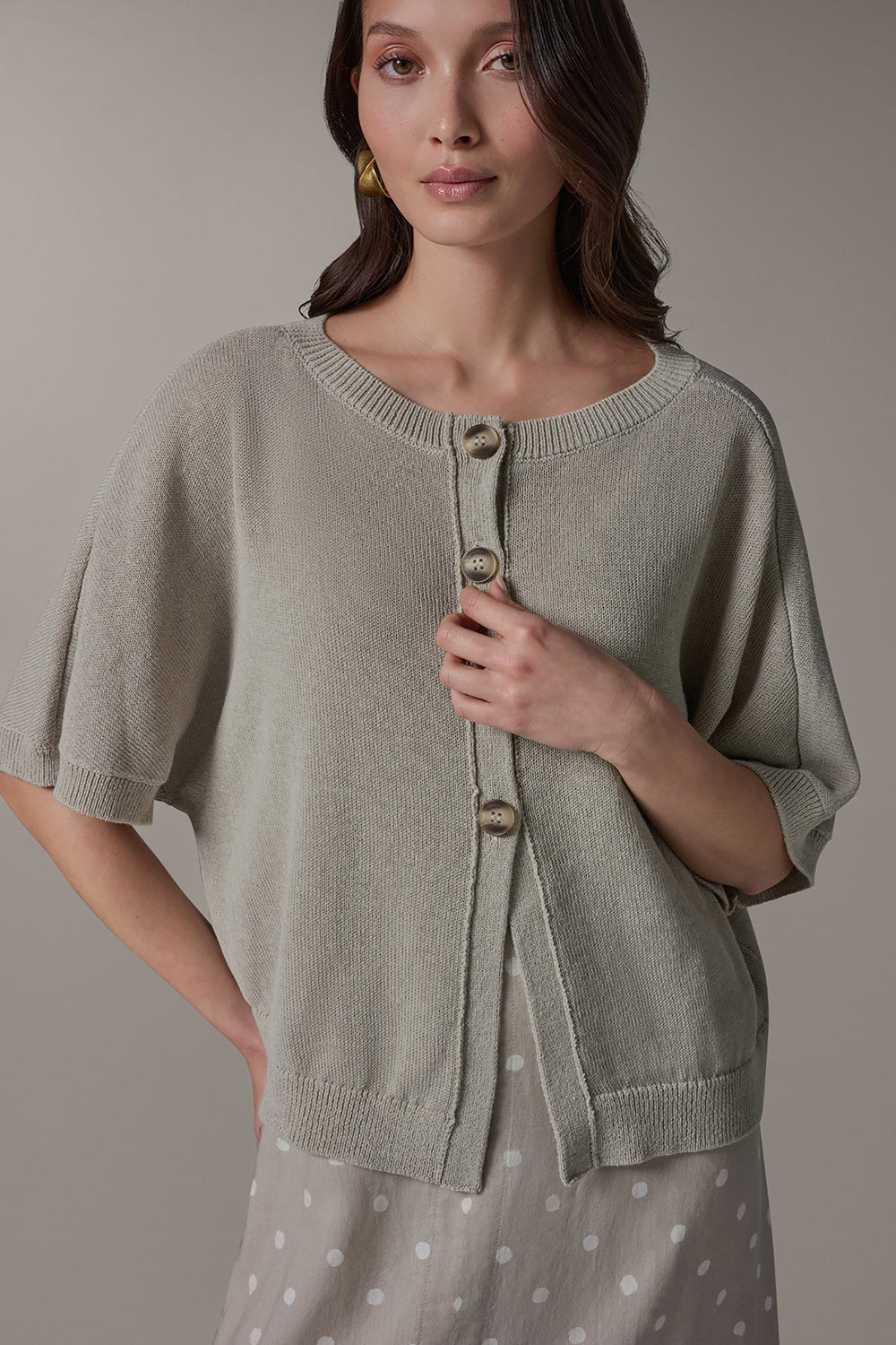 Donna Karan | SHORT SLEEVE EASY CARDIGAN