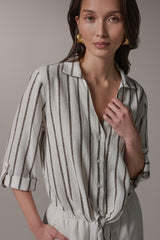 Donna Karan | LONG SLEEVE TIE-FRONT BLOUSE