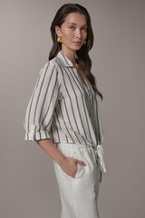 Donna Karan | LONG SLEEVE TIE-FRONT BLOUSE