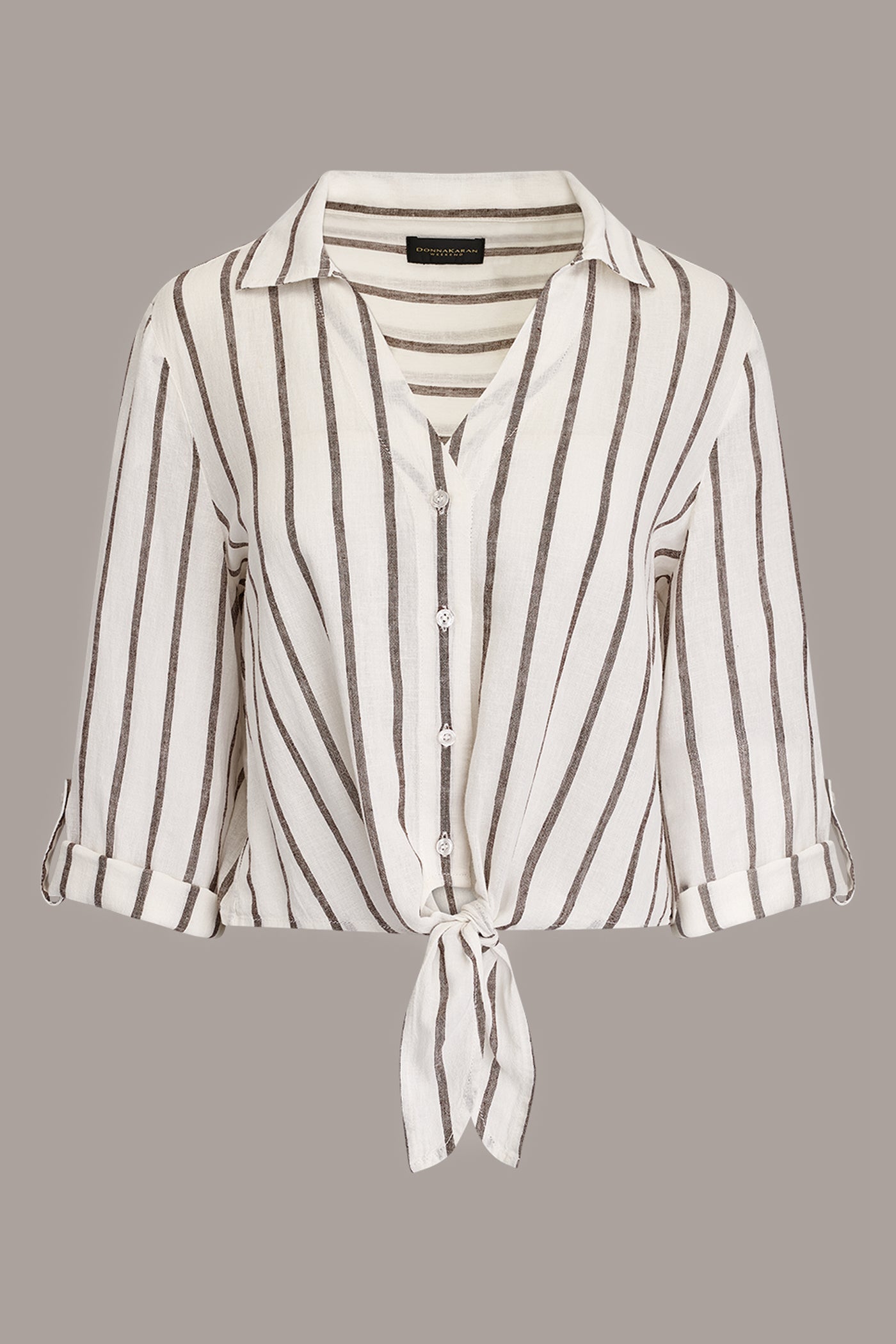 Donna Karan | LONG SLEEVE TIE-FRONT BLOUSE