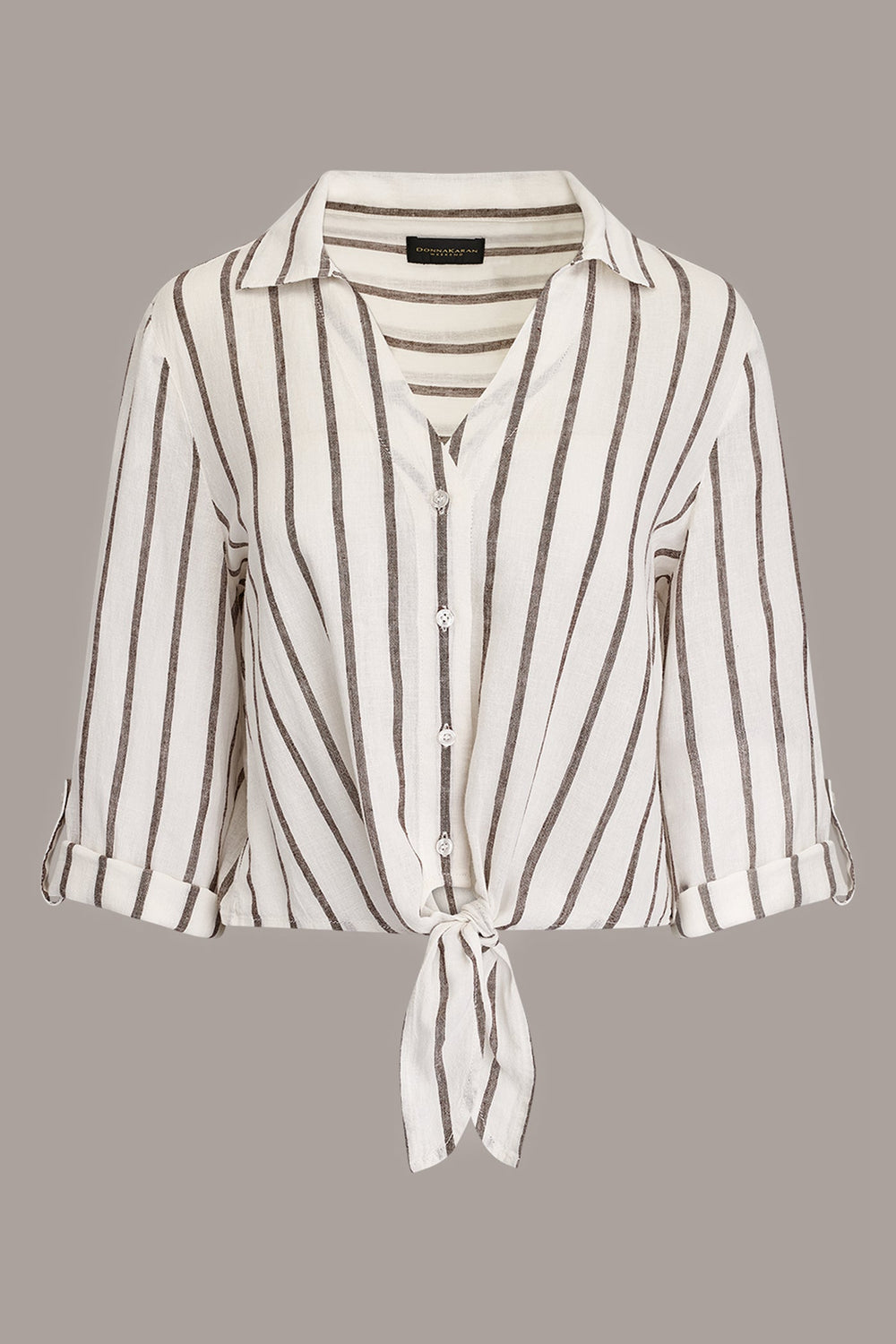 Donna Karan | LONG SLEEVE TIE-FRONT BLOUSE