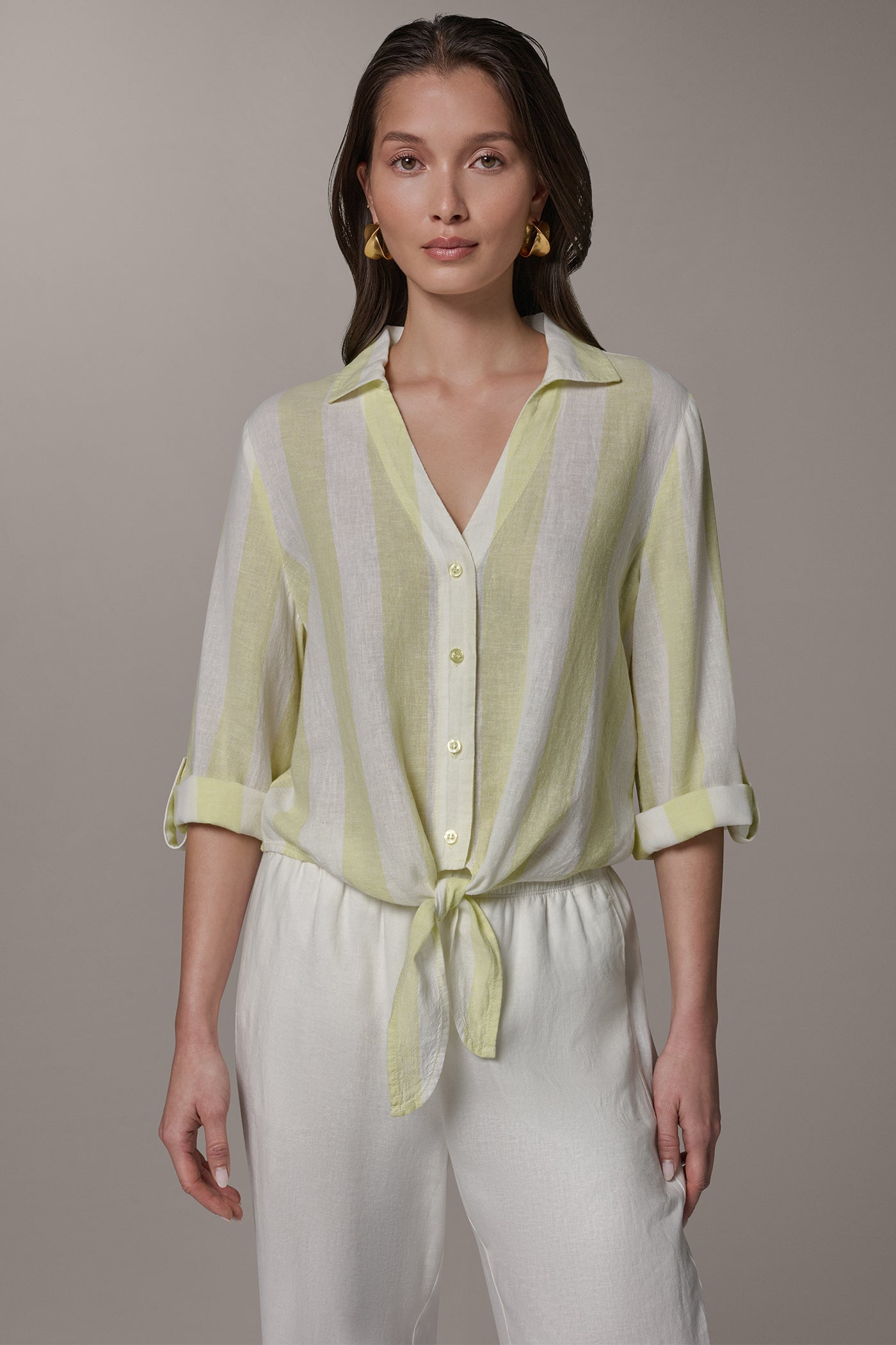 Donna Karan | LONG SLEEVE TIE-FRONT BLOUSE