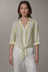Donna Karan | LONG SLEEVE TIE-FRONT BLOUSE