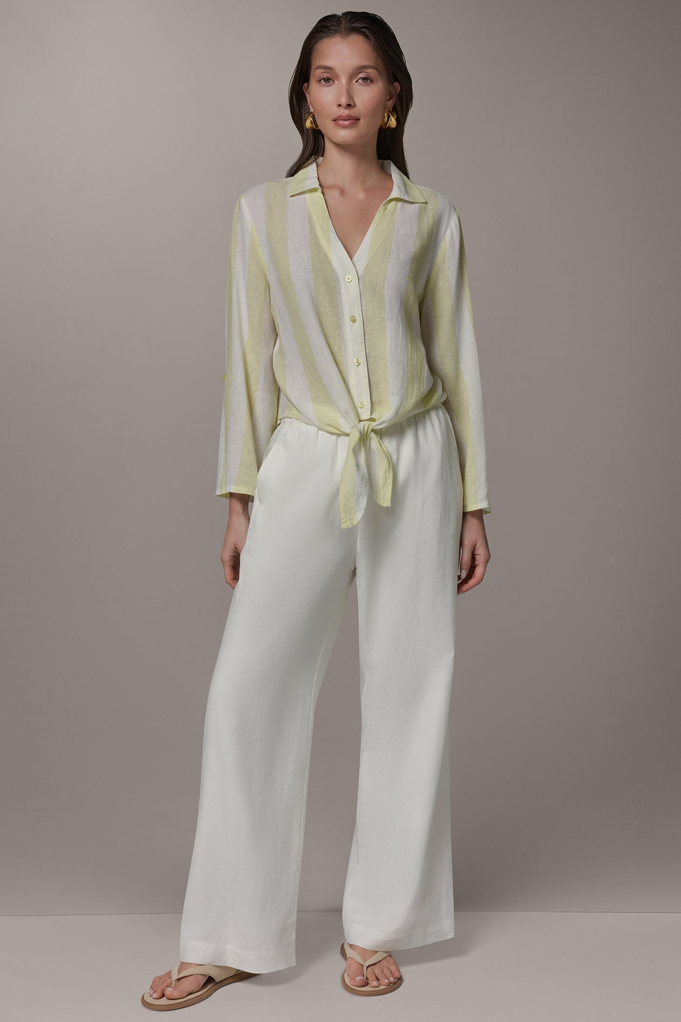 Donna Karan | LONG SLEEVE TIE-FRONT BLOUSE