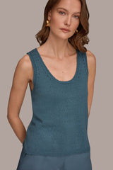 Donna Karan | SLEEVELESS POINTELLE STITCH TANK