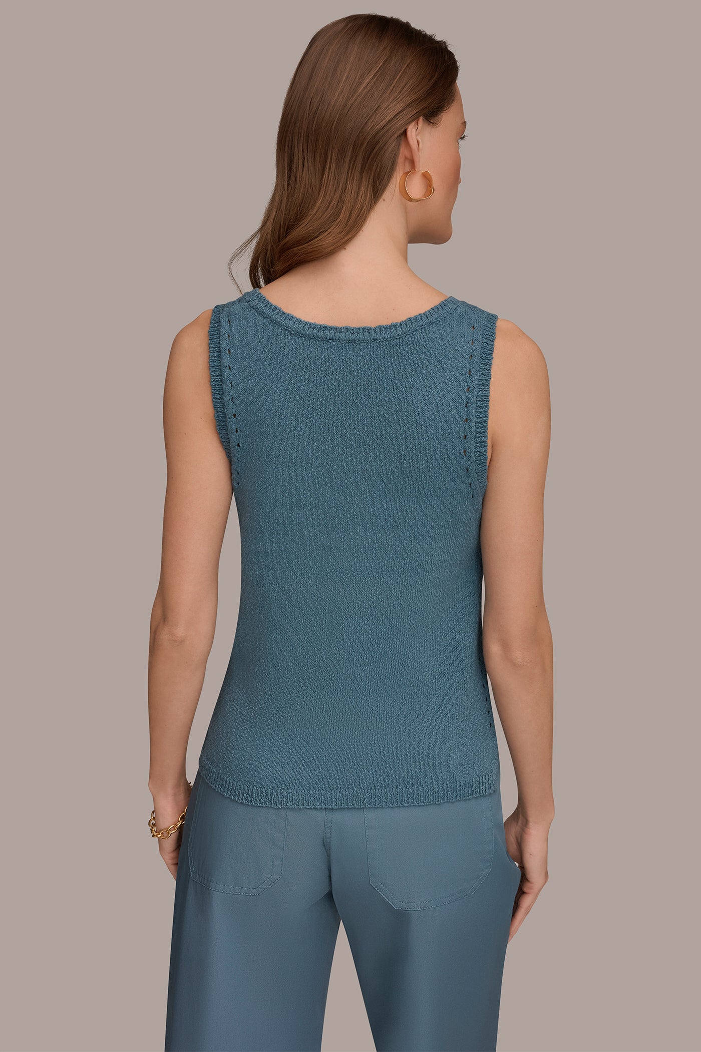 Donna Karan | SLEEVELESS POINTELLE STITCH TANK