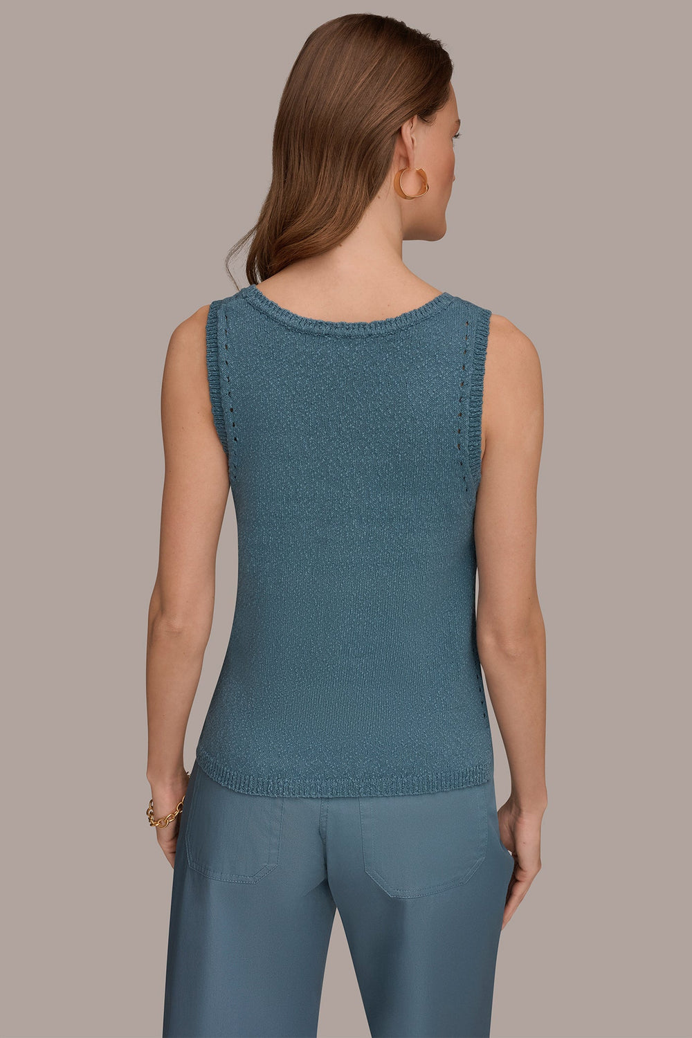 Donna Karan | SLEEVELESS POINTELLE STITCH TANK