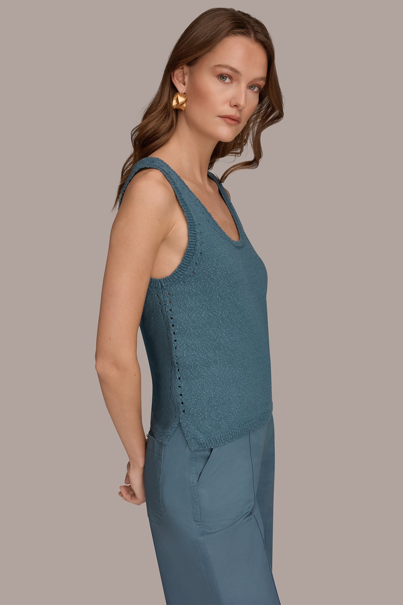 Donna Karan | SLEEVELESS POINTELLE STITCH TANK