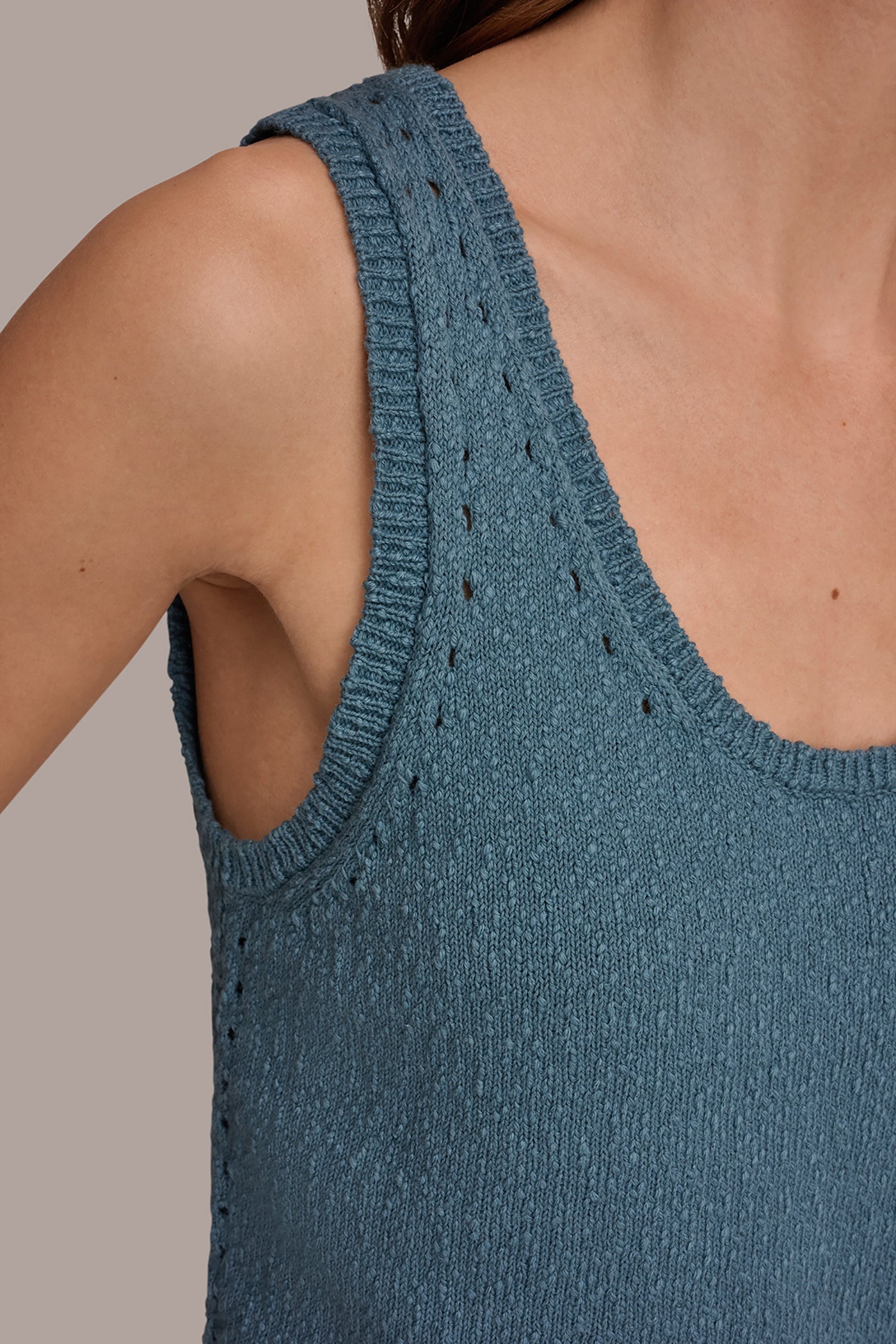 Donna Karan | SLEEVELESS POINTELLE STITCH TANK