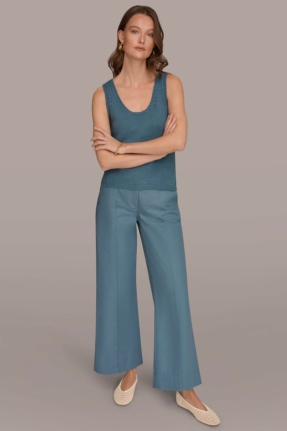 Donna Karan | SLEEVELESS POINTELLE STITCH TANK