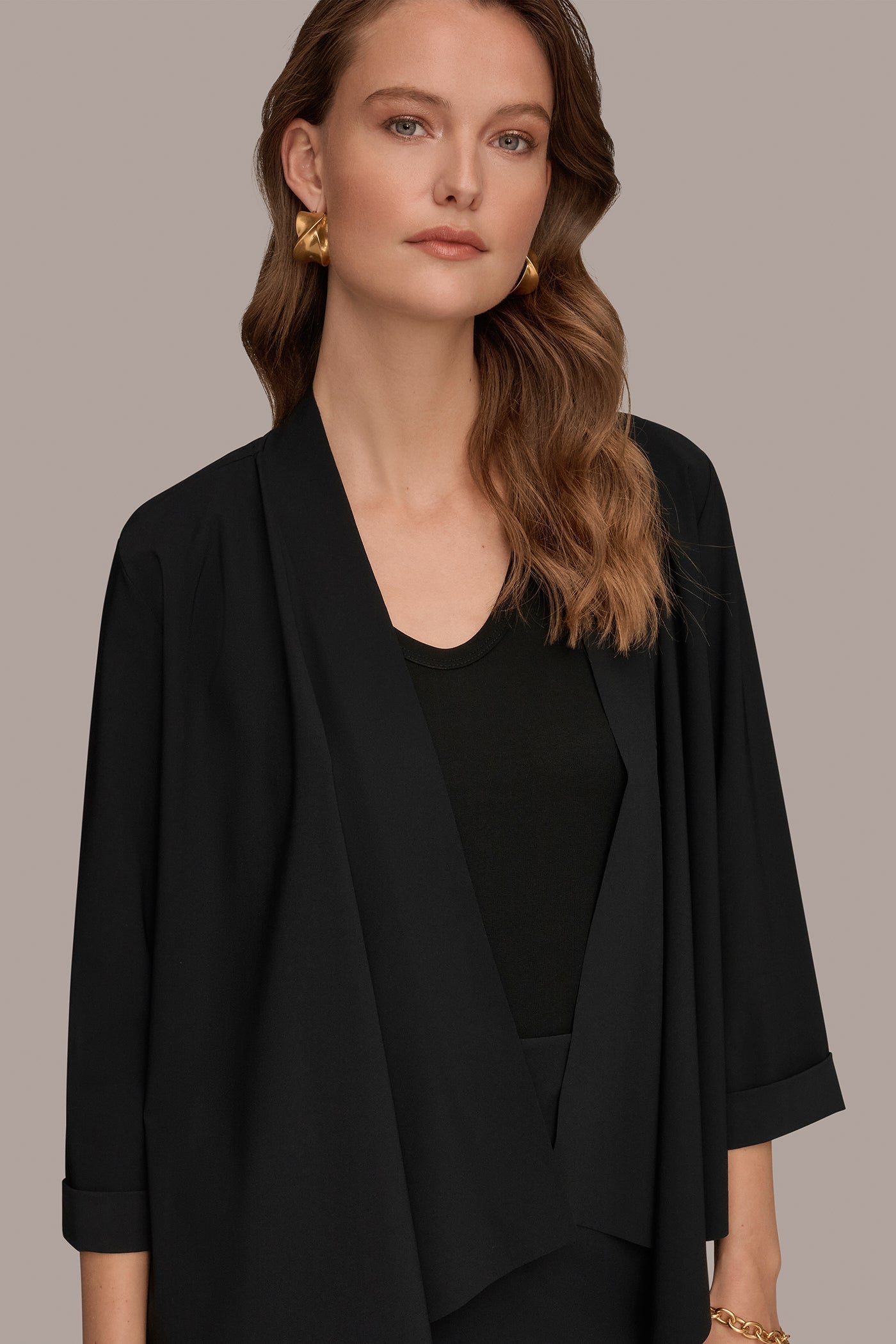 Donna Karan | THE MODERN TRAVEL 3/4 SLEEVE SHAWL CARDIGAN JACKET