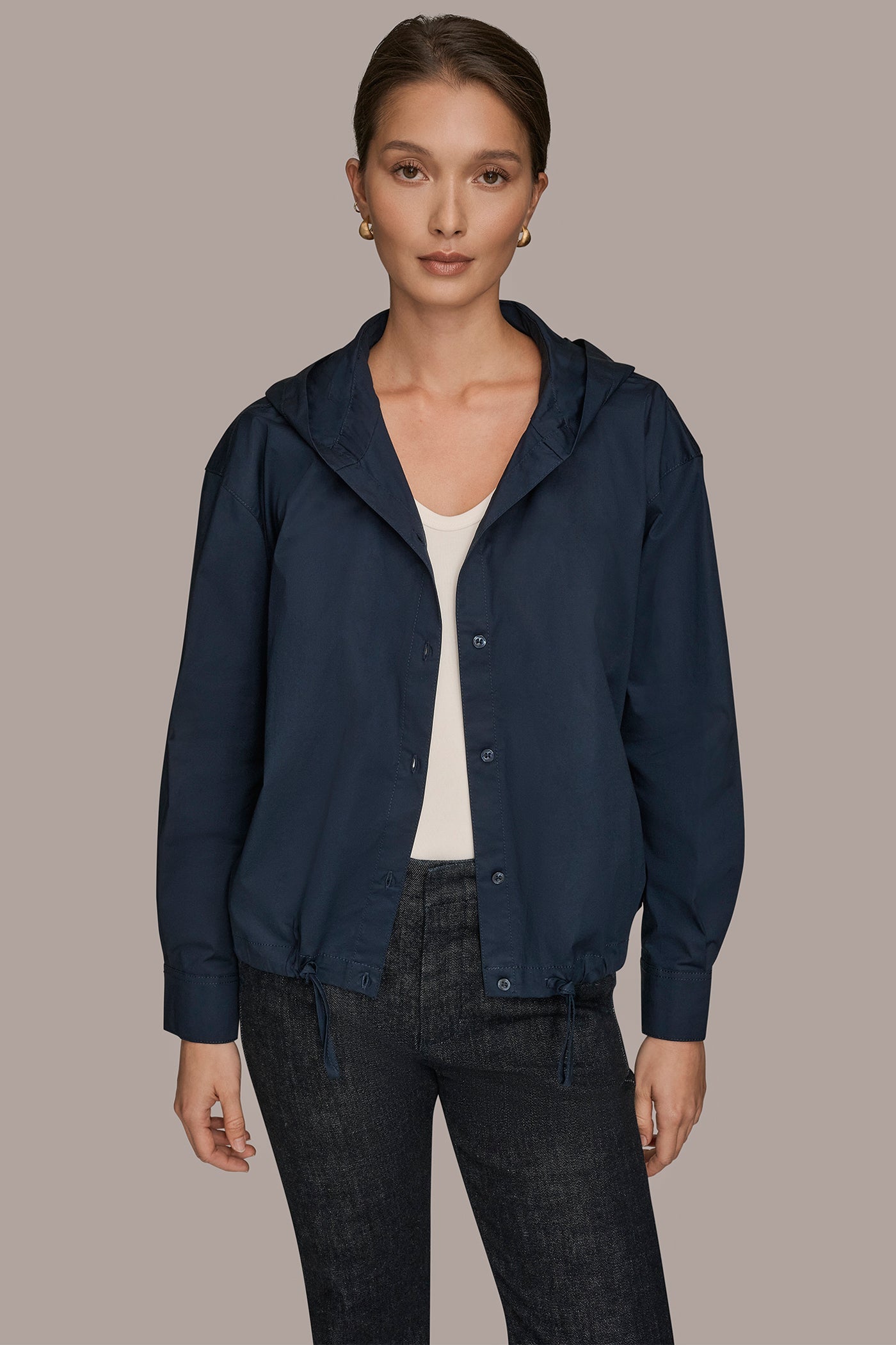 Donna Karan | HOODED BUTTON-DOWN SHIRT