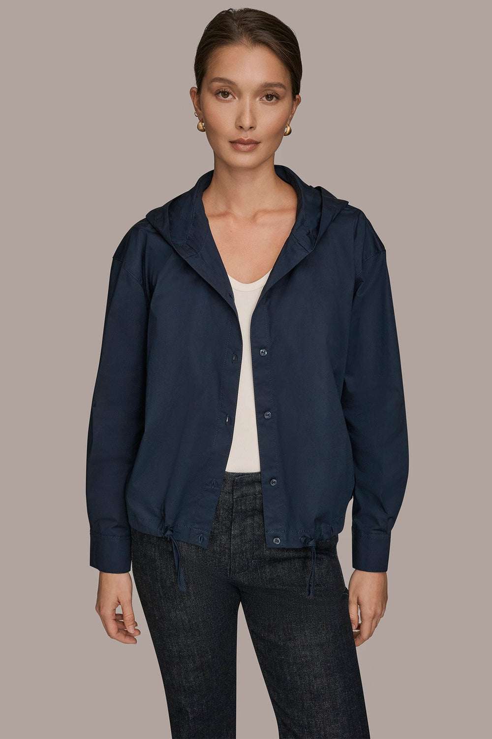 Donna Karan | HOODED BUTTON-DOWN SHIRT
