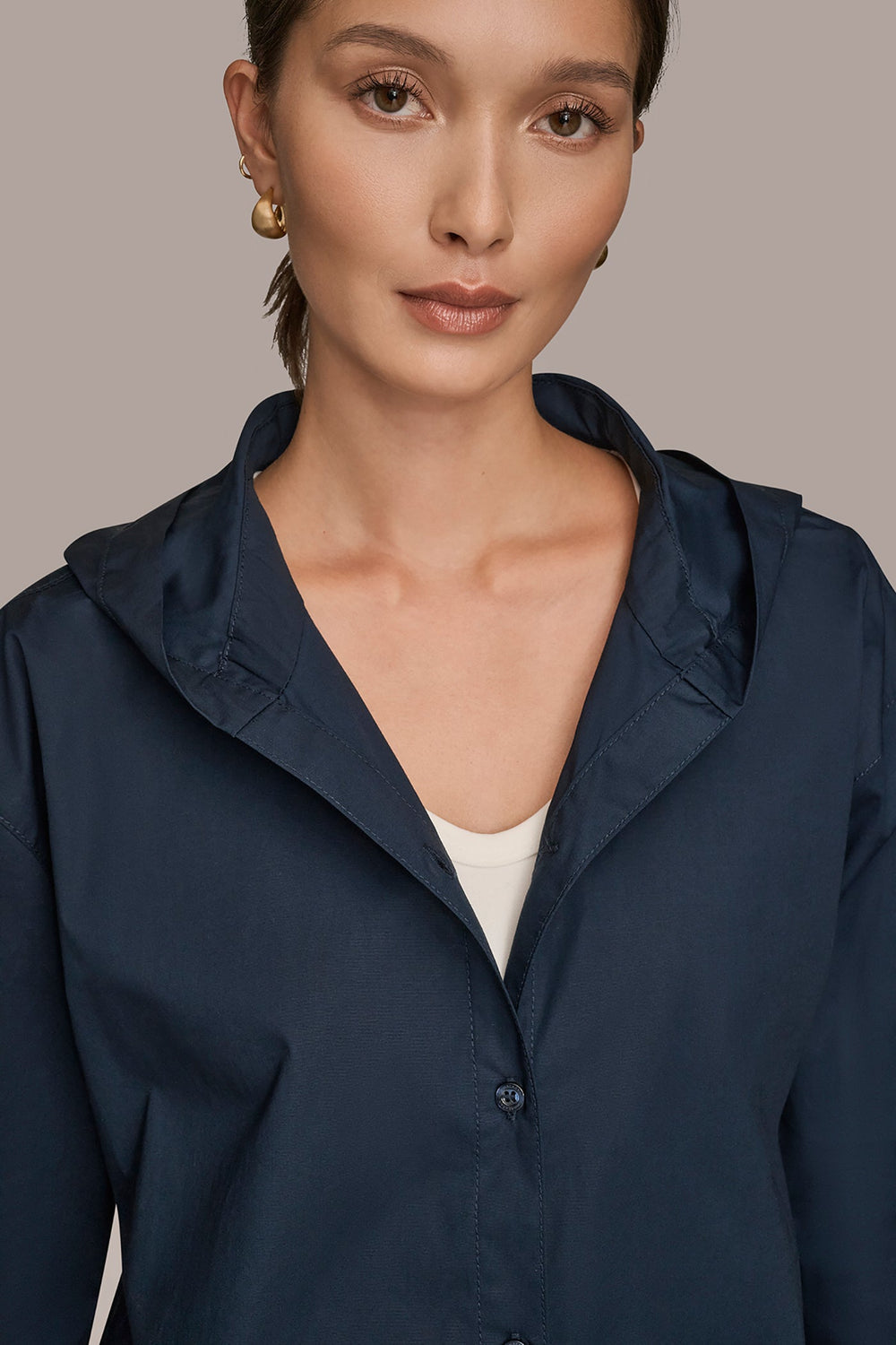 Donna Karan | HOODED BUTTON-DOWN SHIRT