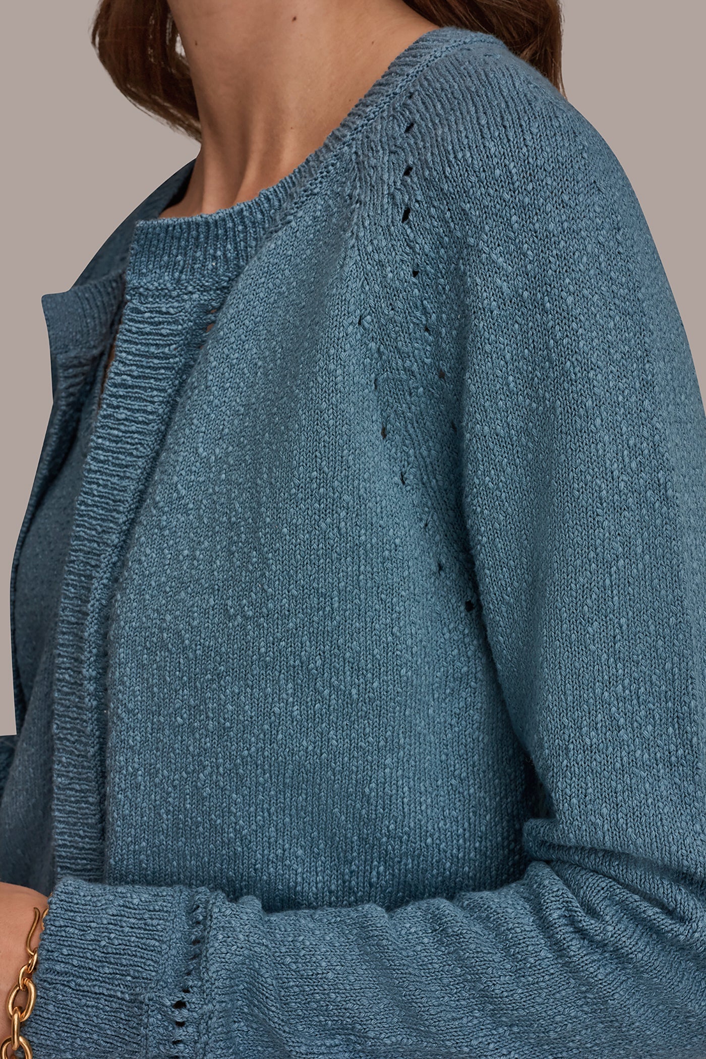 Donna Karan | POINTELLE TRIM CARDIGAN