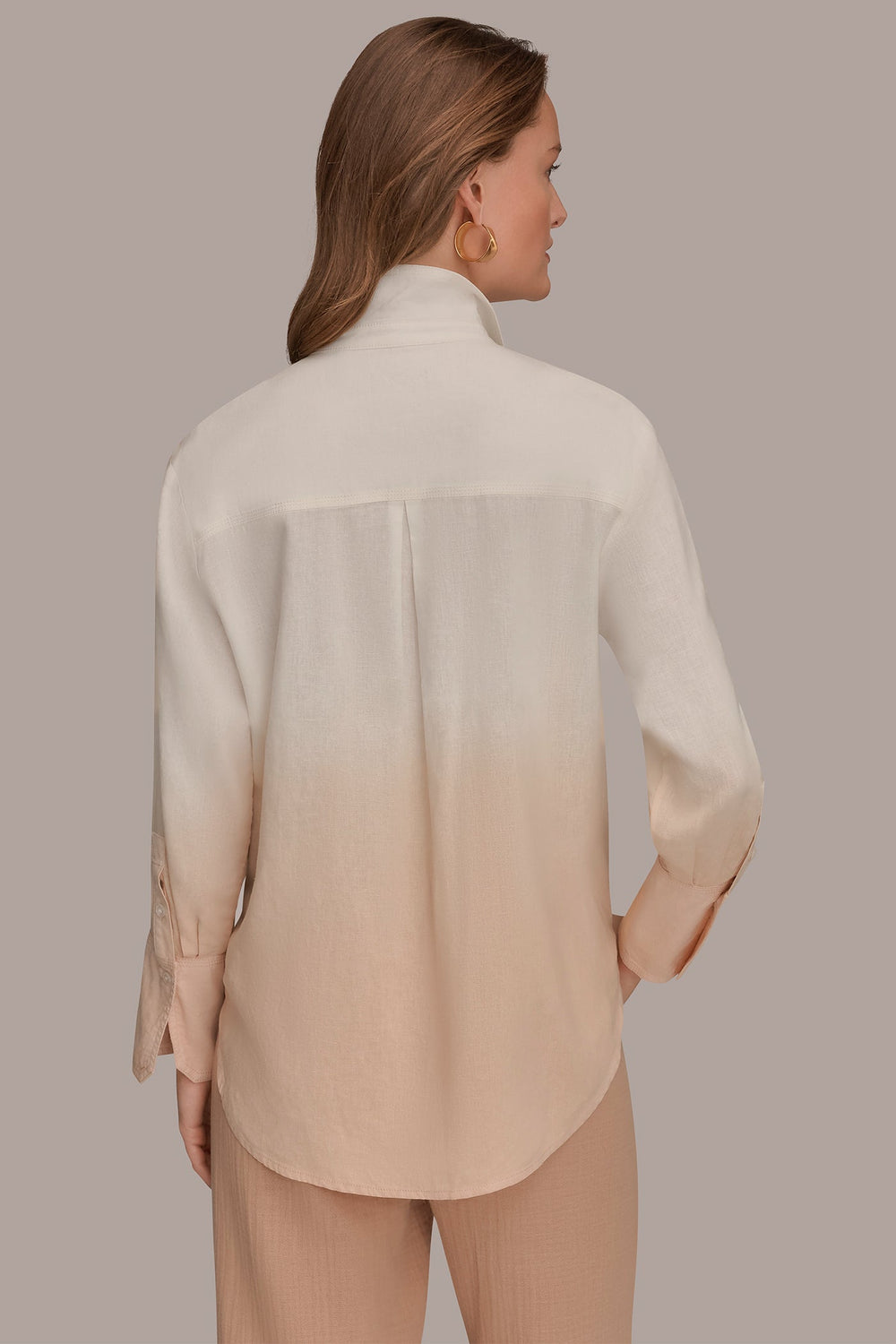 Donna Karan | LINEN-BLEND DIP-DYED STRIPED SHIRT