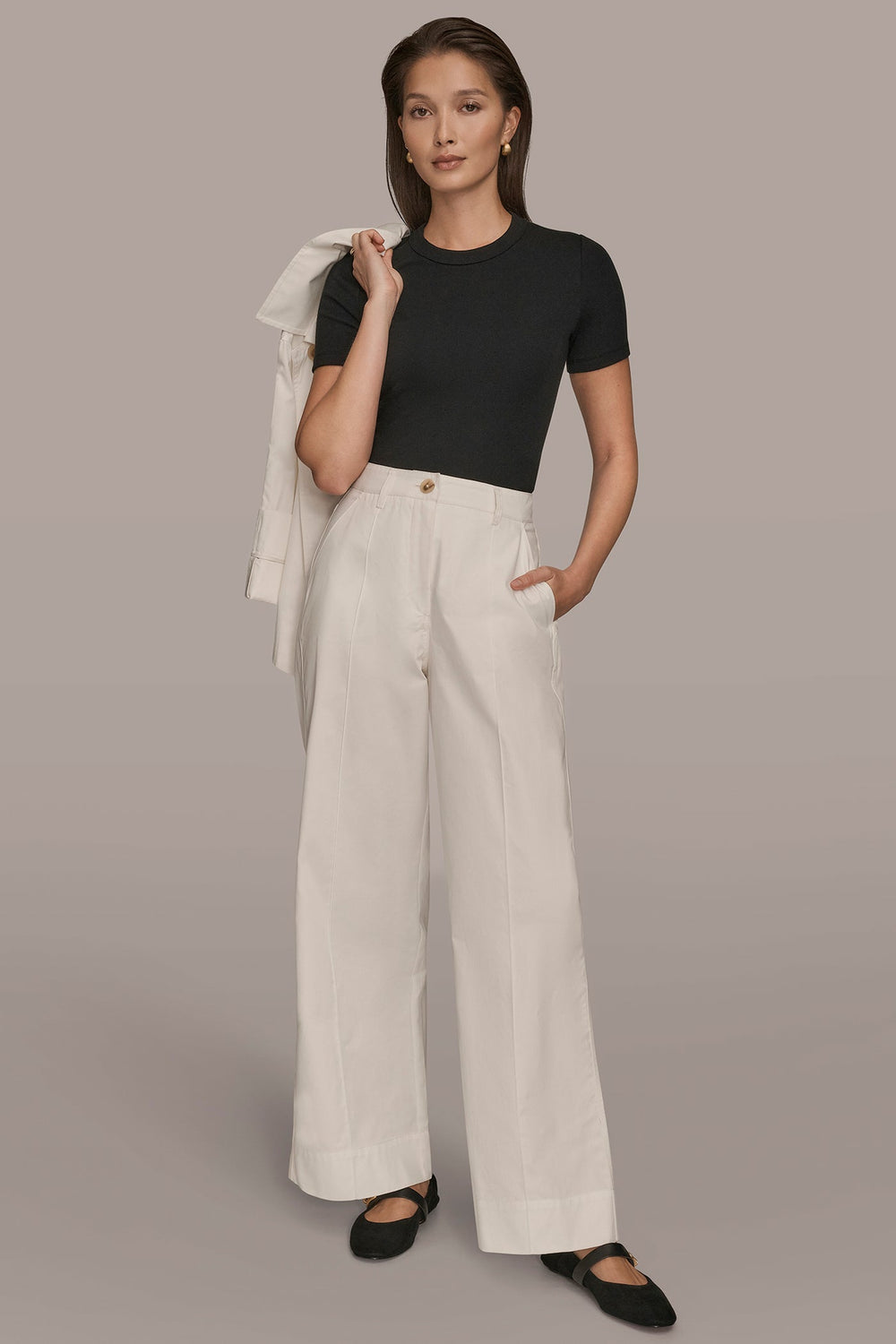 Donna Karan | HIGH-RISE PINTUCKED WIDE-LEG TROUSER
