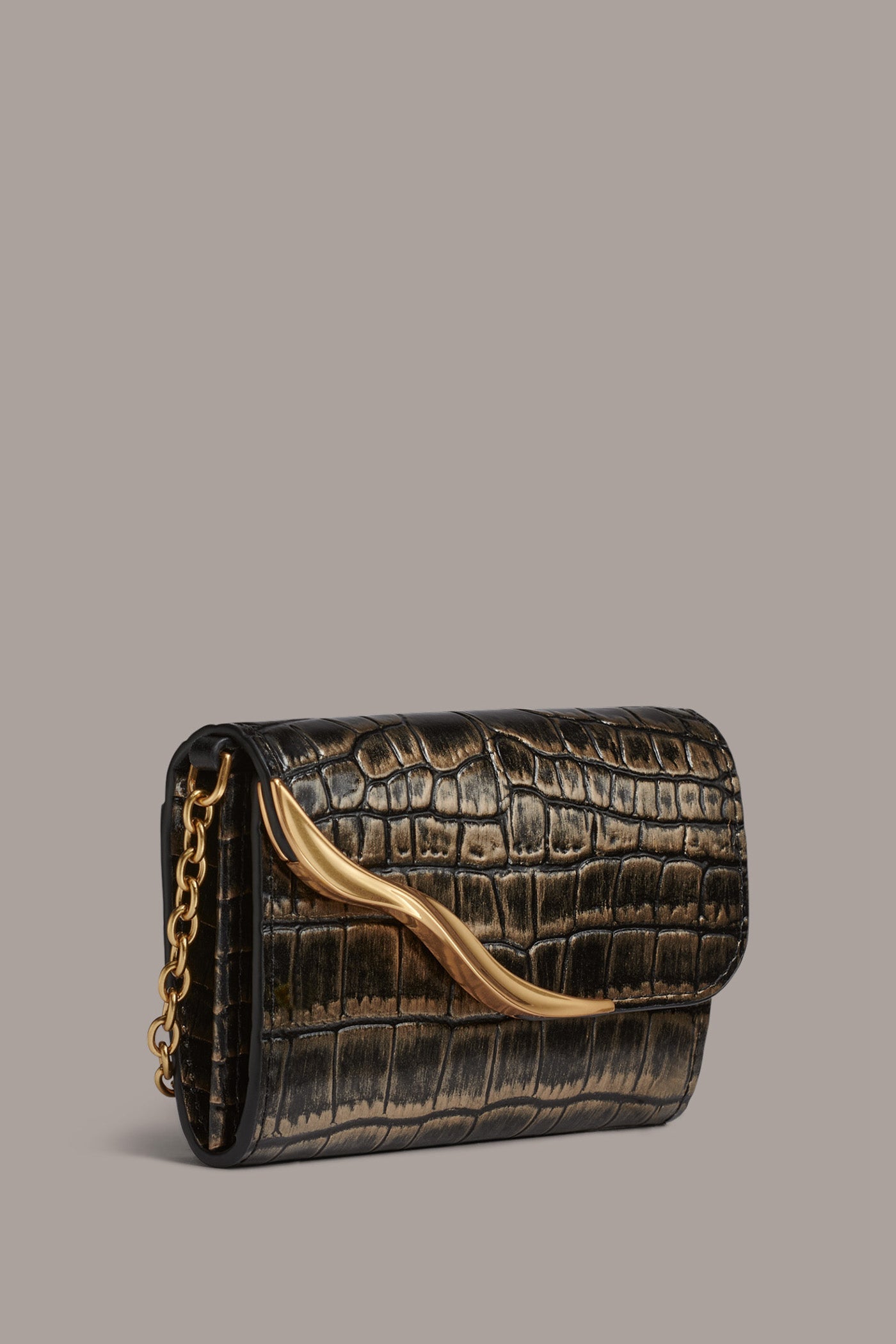 Donna Karan | MALVERNE METALLIC CROC-EFFECT MINI CROSSBODY BAG