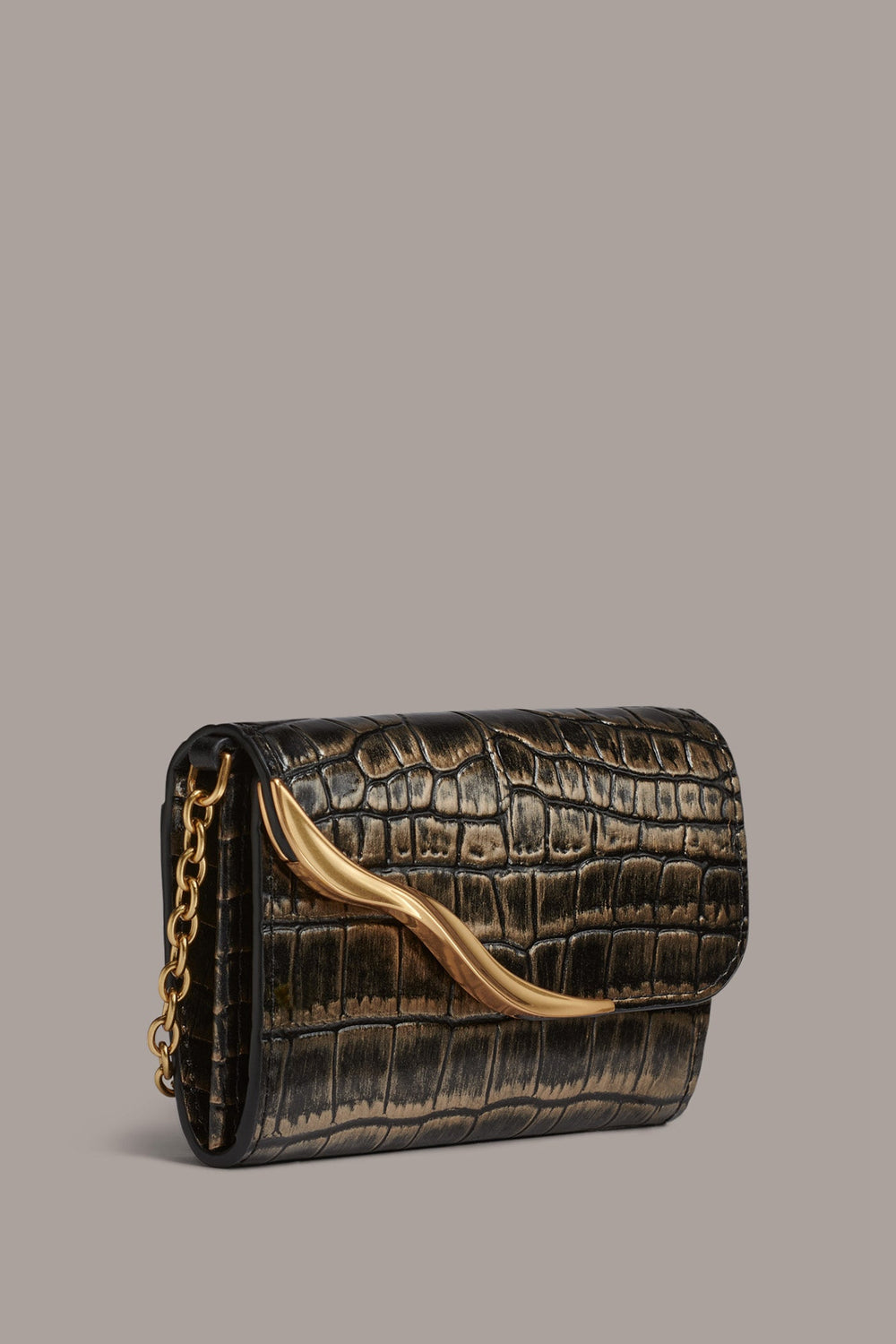 Donna Karan | MALVERNE METALLIC CROC-EFFECT MINI CROSSBODY BAG