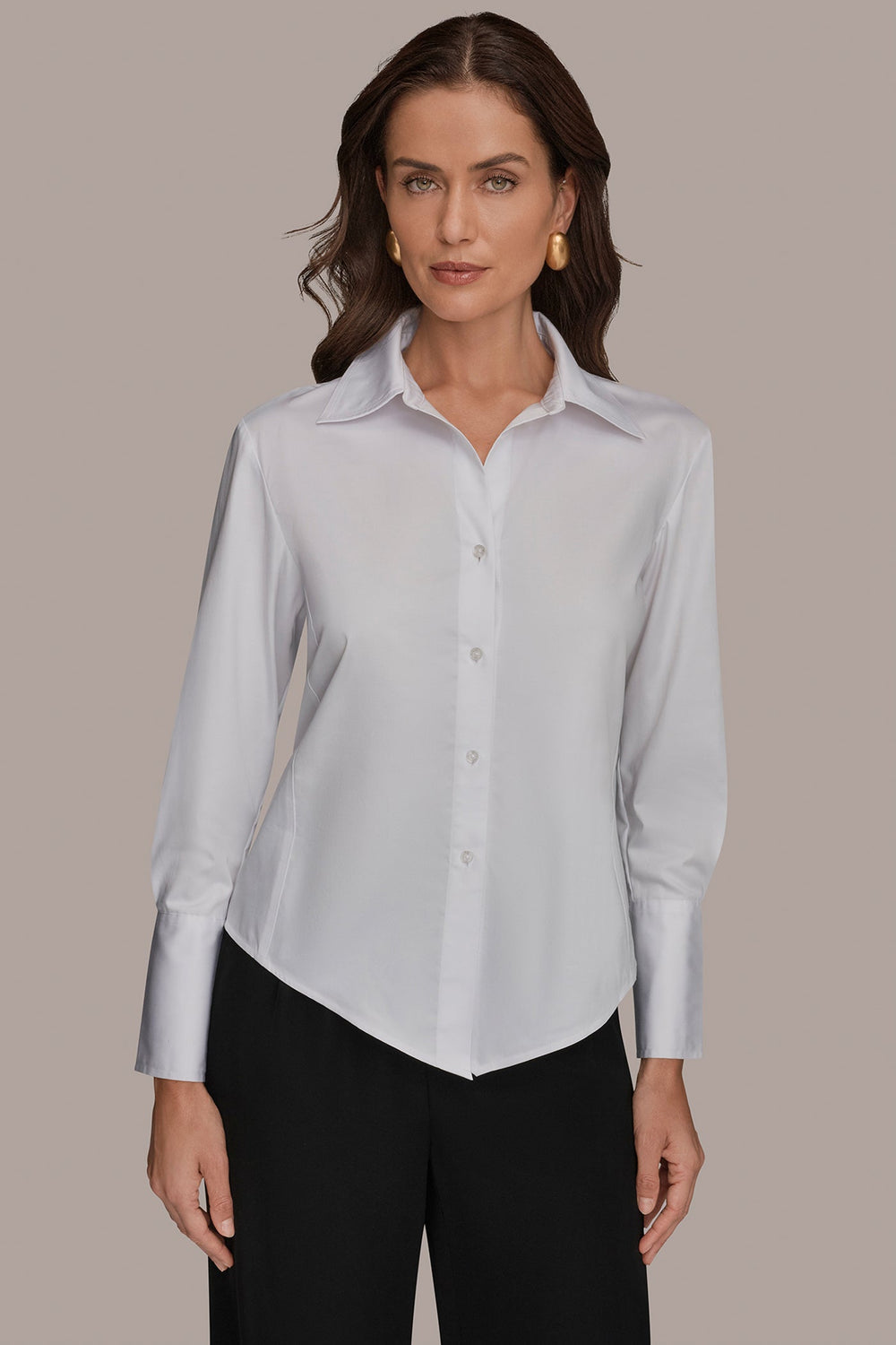 Donna Karan | CROPPED WOVEN BLOUSE
