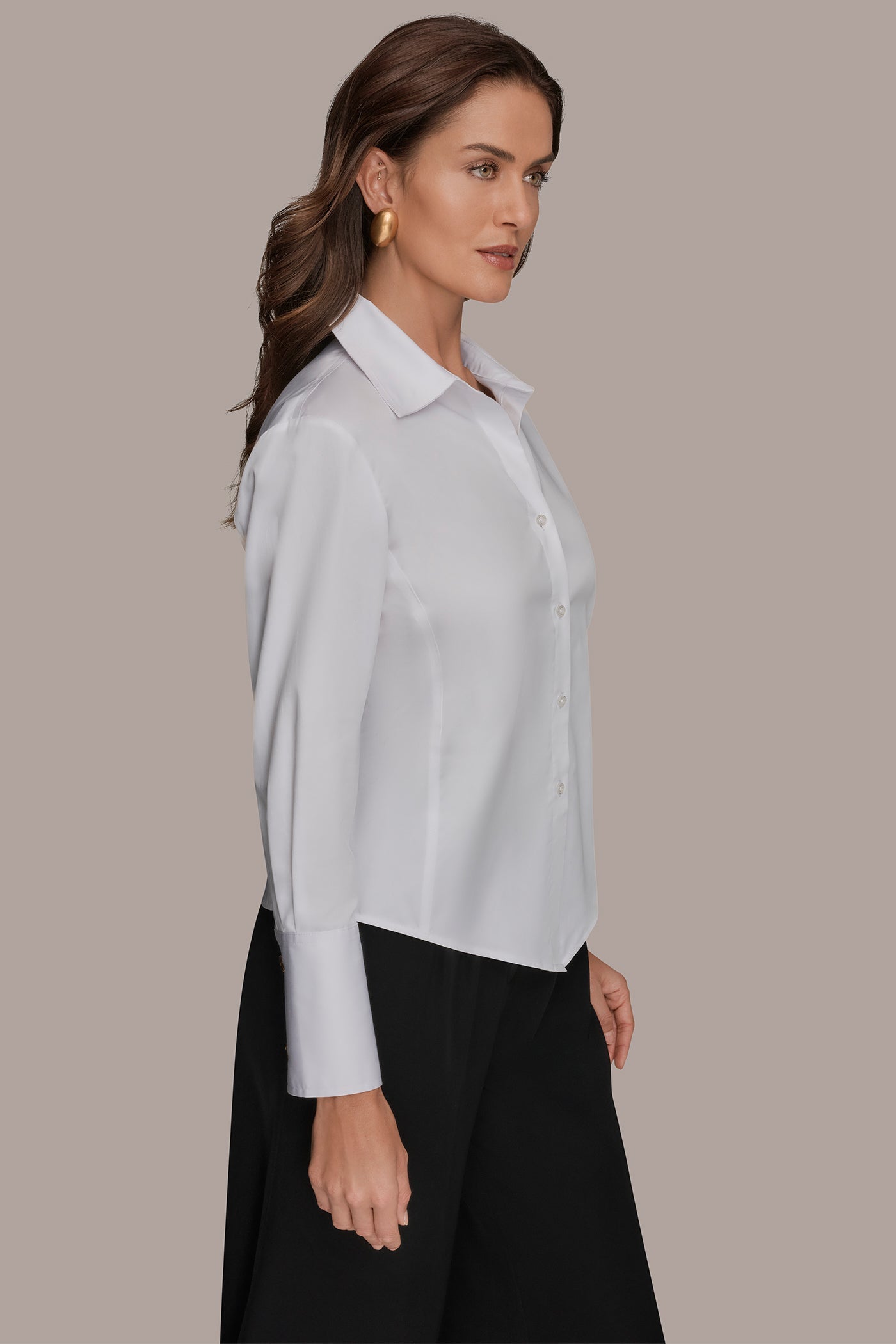 Donna Karan | CROPPED WOVEN BLOUSE