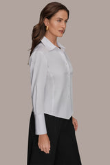 Donna Karan | CROPPED WOVEN BLOUSE