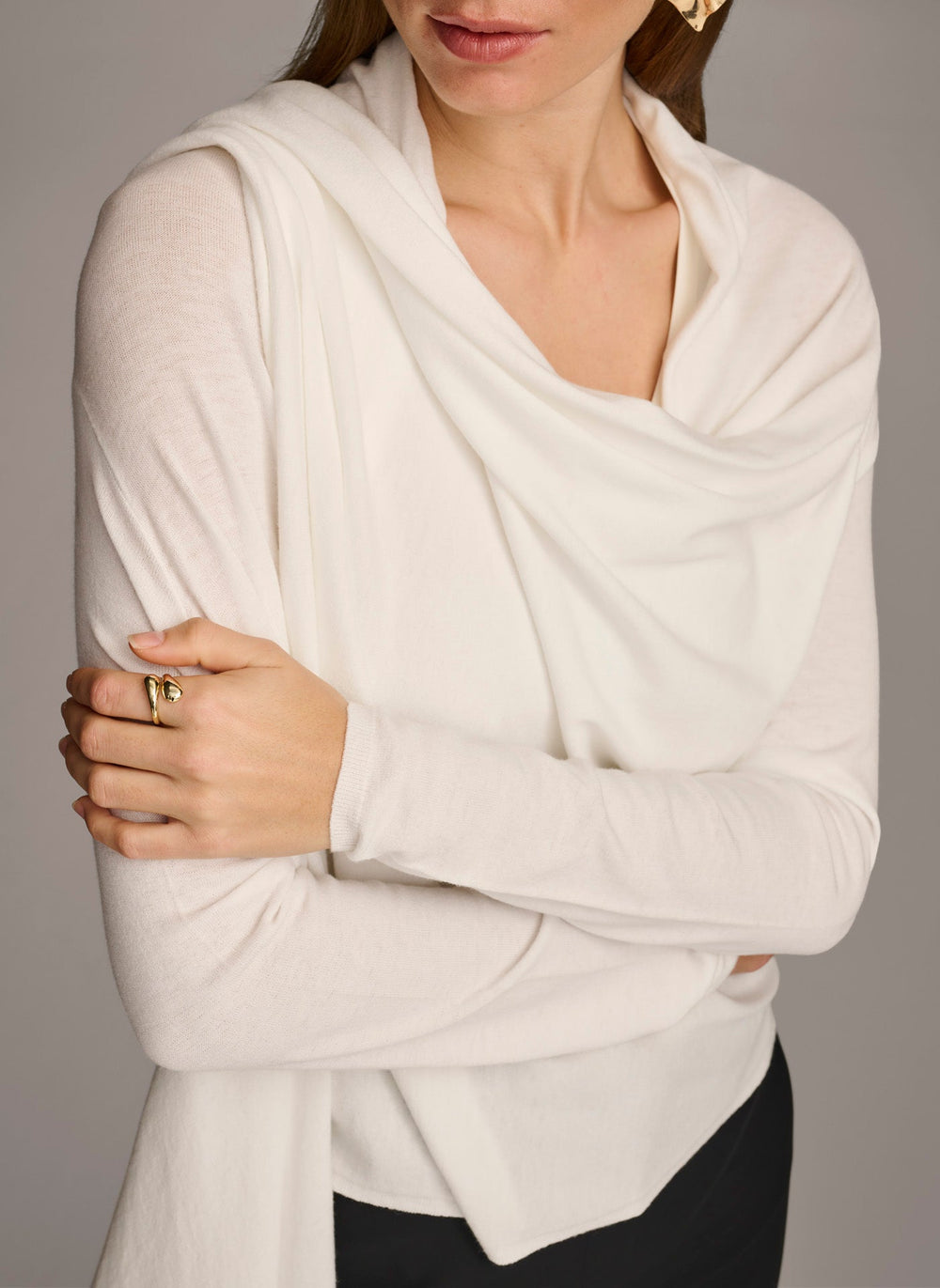 Donna Karan | LONG SLEEVE DRAPE CARDIGAN