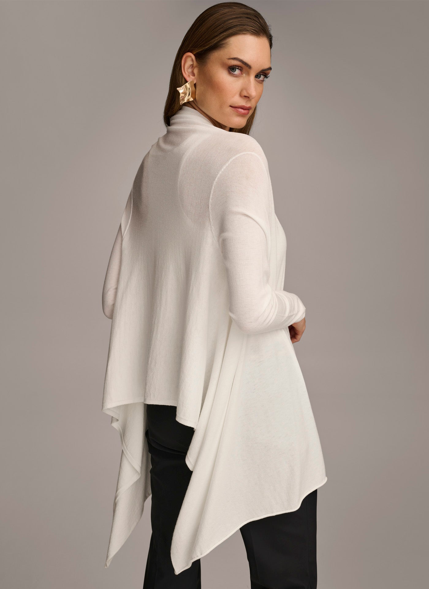 Donna Karan | LONG SLEEVE DRAPE CARDIGAN
