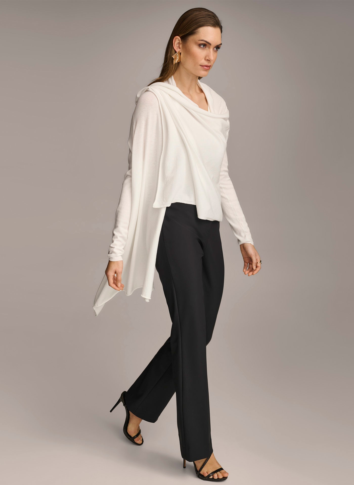 Donna Karan | LONG SLEEVE DRAPE CARDIGAN